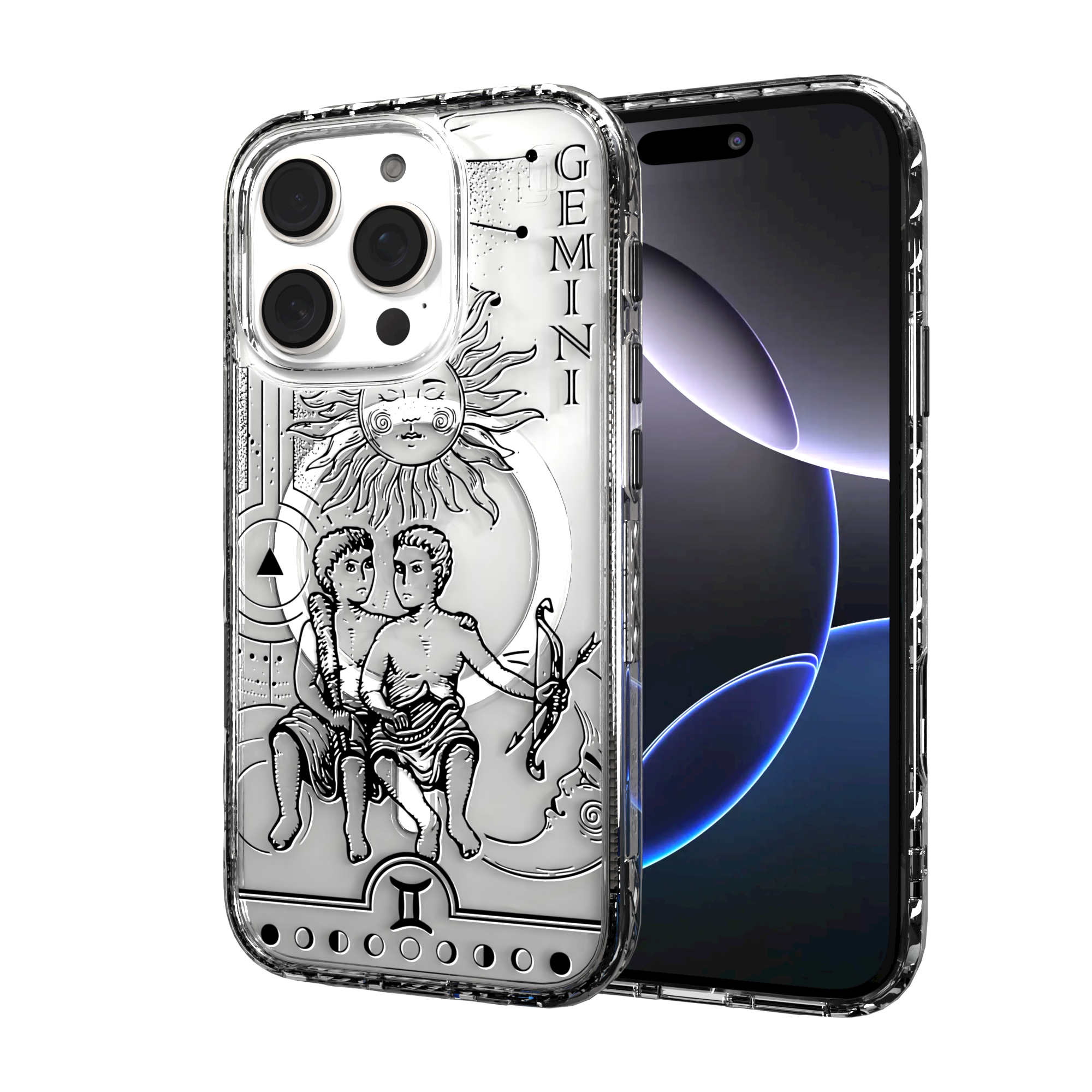 iPhone 16 Series | MagSafe | Zodiac Collection | Gemini Gemini Black / iPhone 16 Pro / Clear