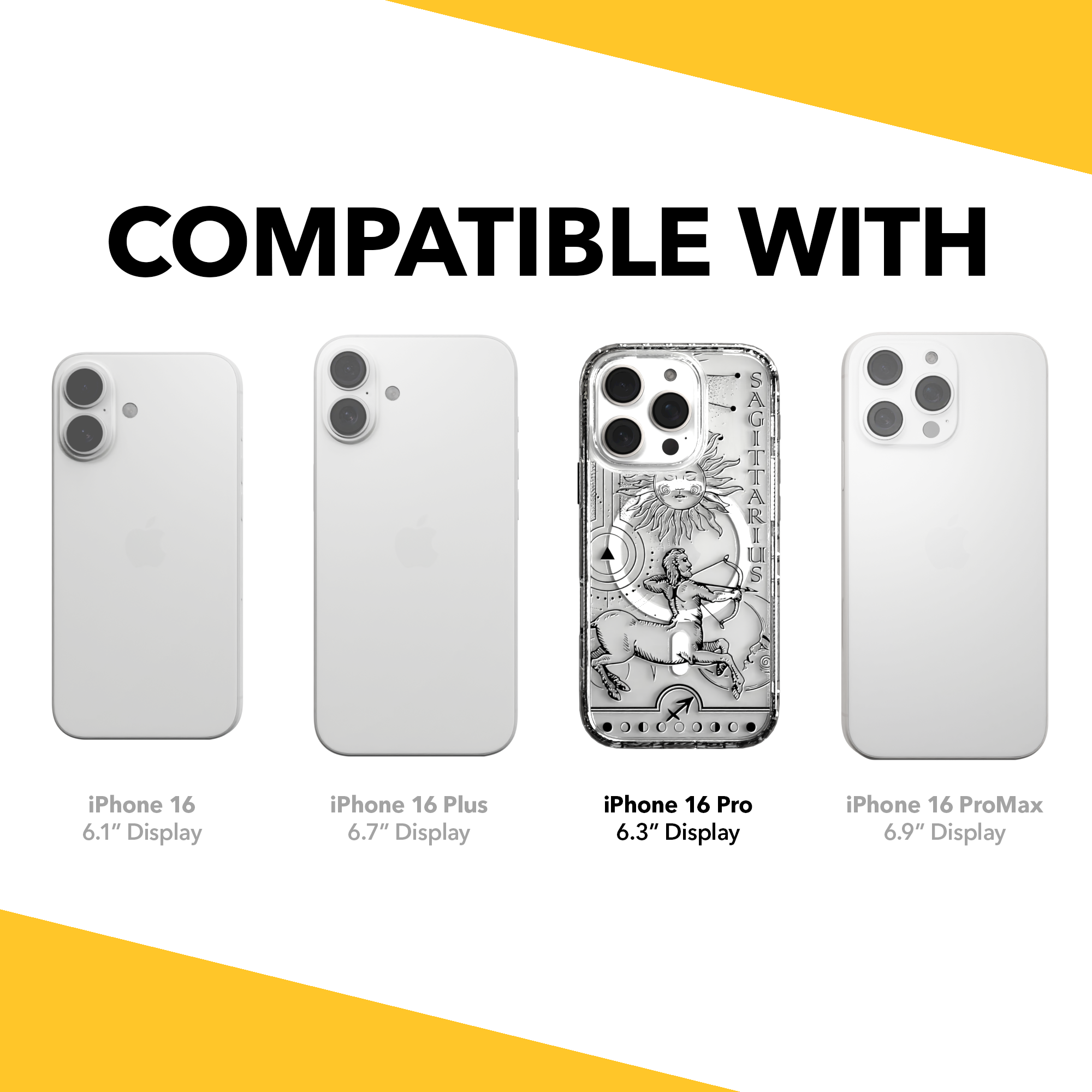 iPhone 16 Series | MagSafe | Zodiac Collection | Sagitarius Sagittarius Black / iPhone 16 Pro / Clear