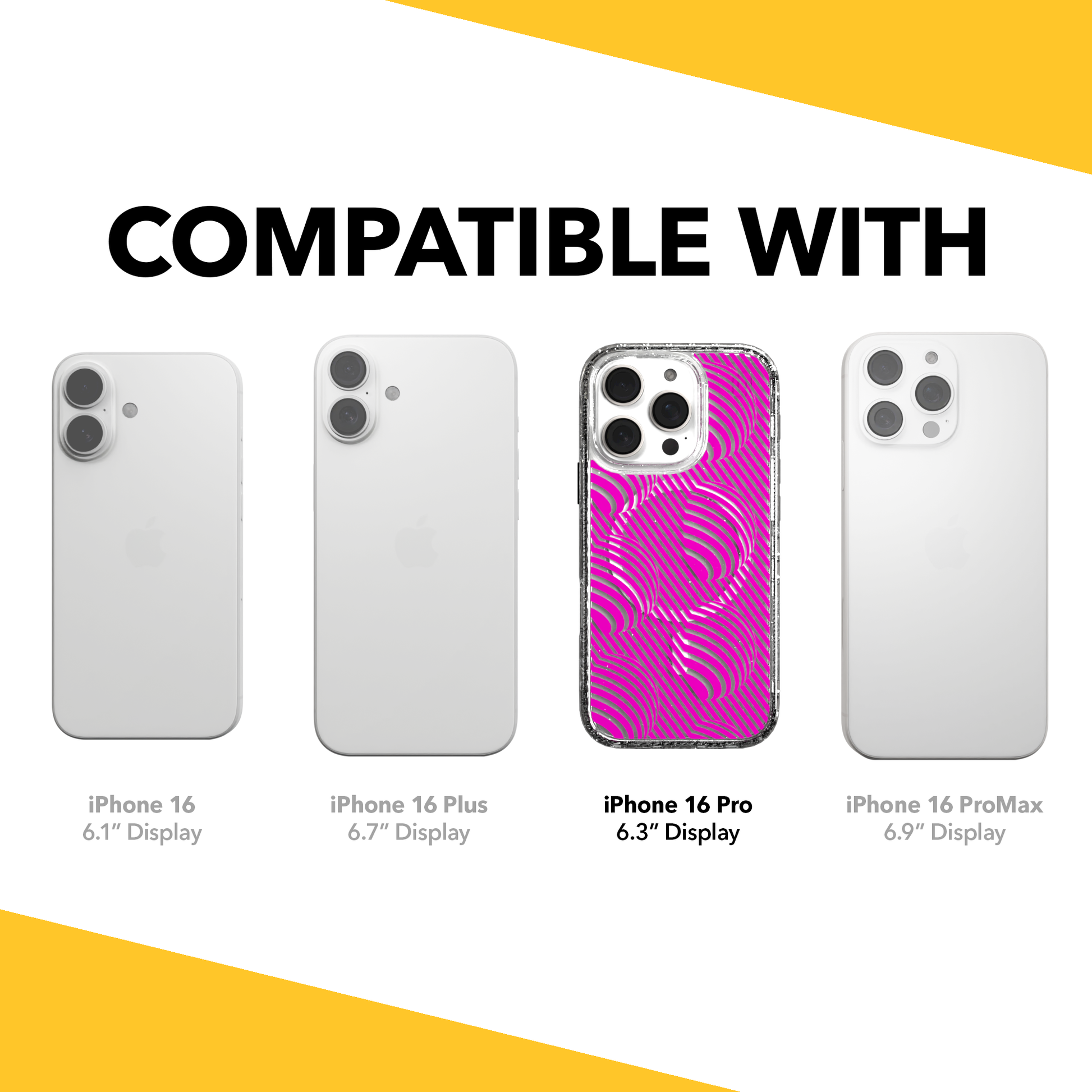 iPhone 16 Series | MagSafe | Monochromatic Case Designs | Pink Bumps Pink Bumps / iPhone 16 Pro / Clear Sparkle