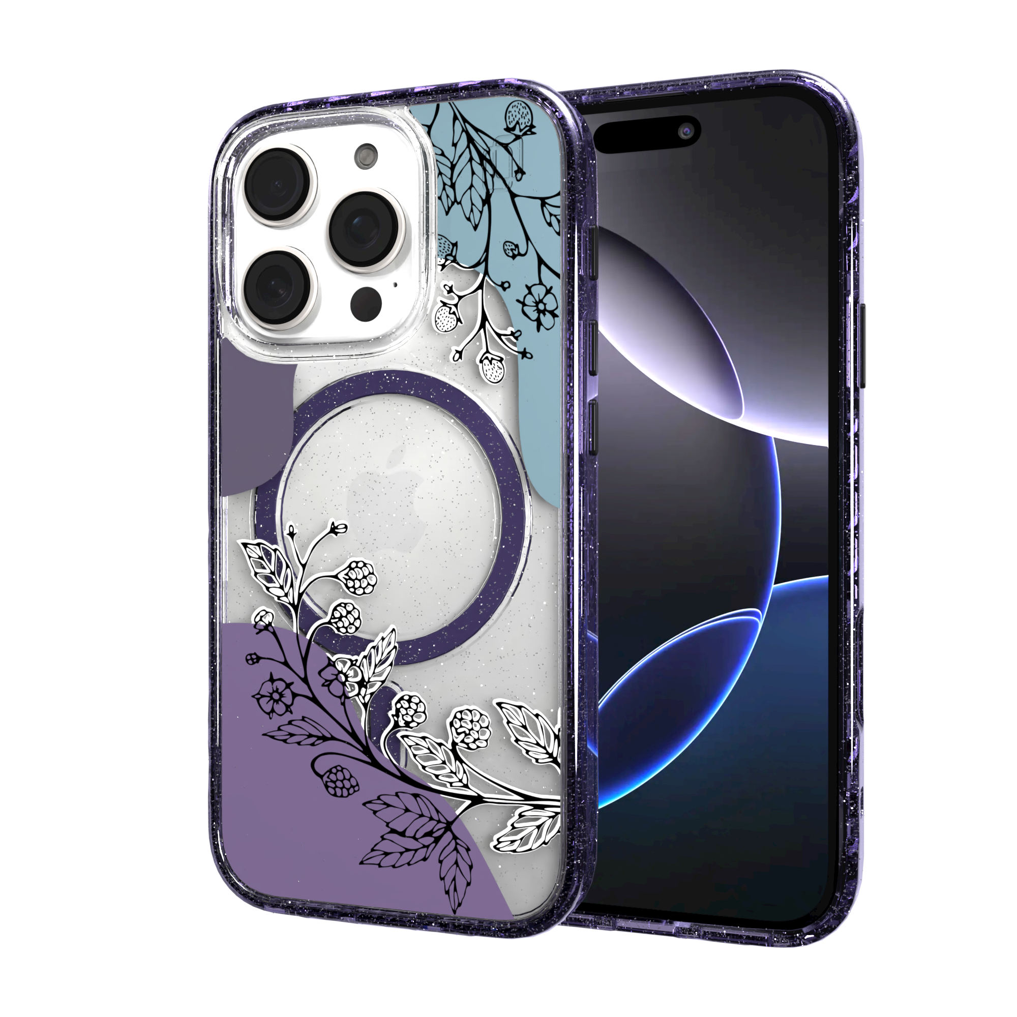 iPhone 16 Series | MagSafe | Botanical Fusion Abstract Case | Dark Winter Nights