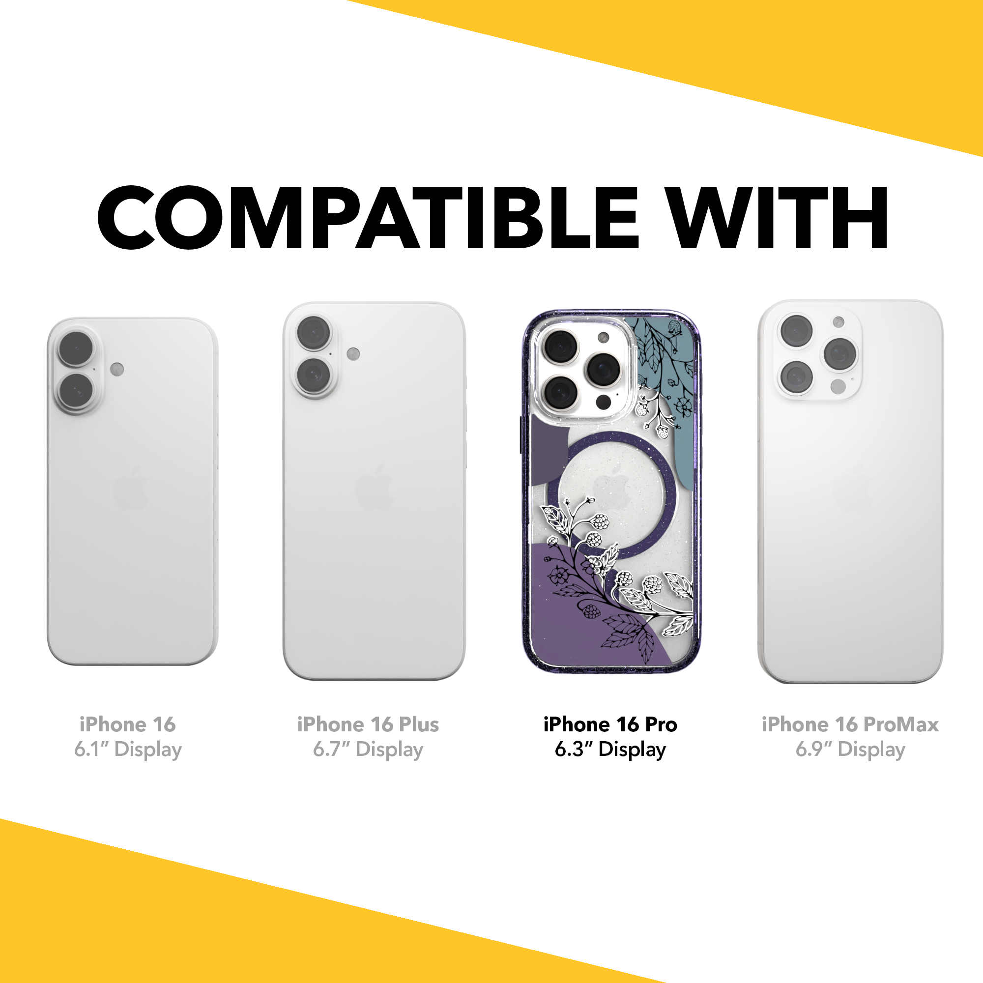 iPhone 16 Series | MagSafe | Botanical Fusion Abstract Case | Dark Winter Nights Winter / iPhone 16 Pro / Lilac Sparkle