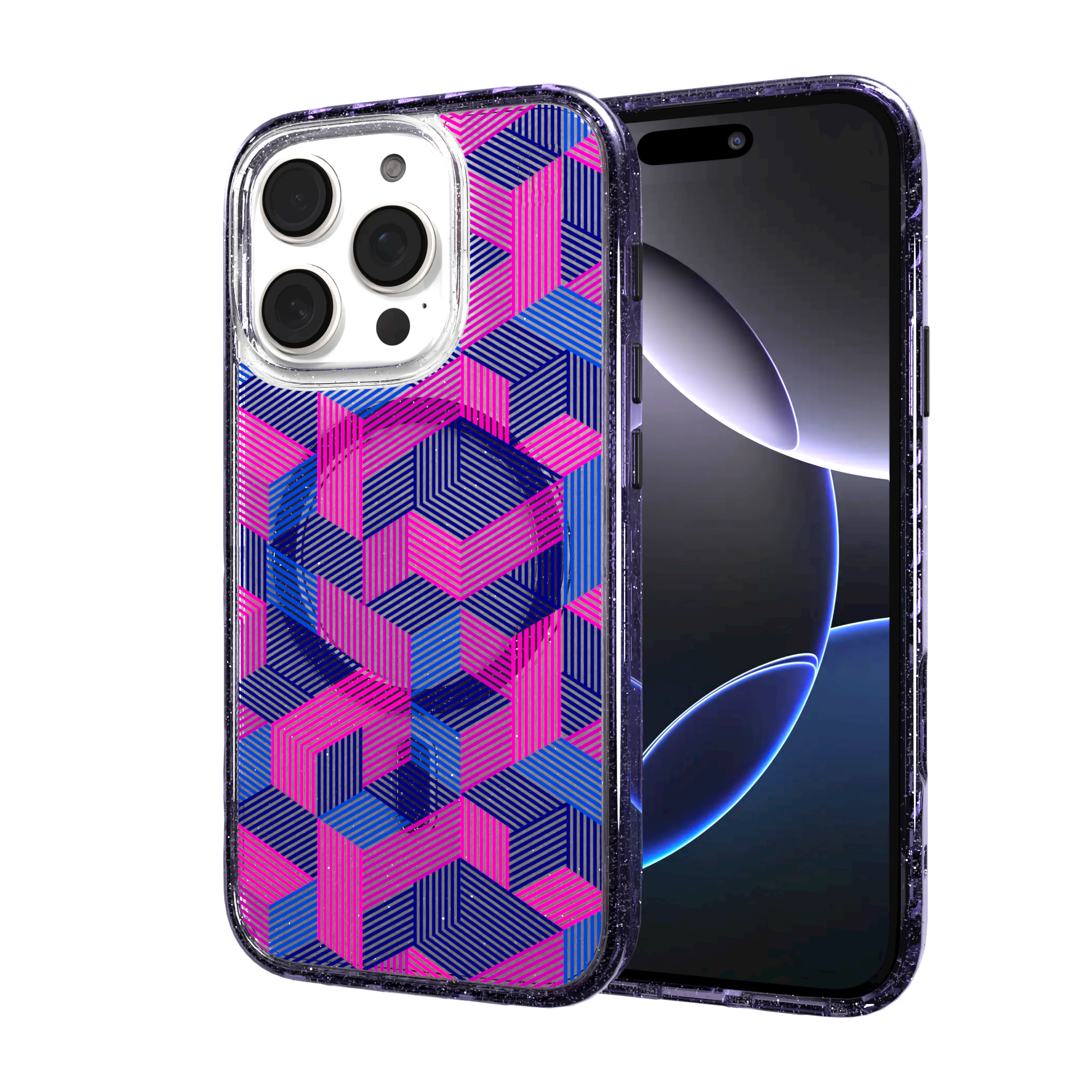 iPhone 16 Series | MagSafe | Monochromatic Case Designs | Colorful Cubes Colorful Cubes / iPhone 16 Pro / Lilac Sparkle