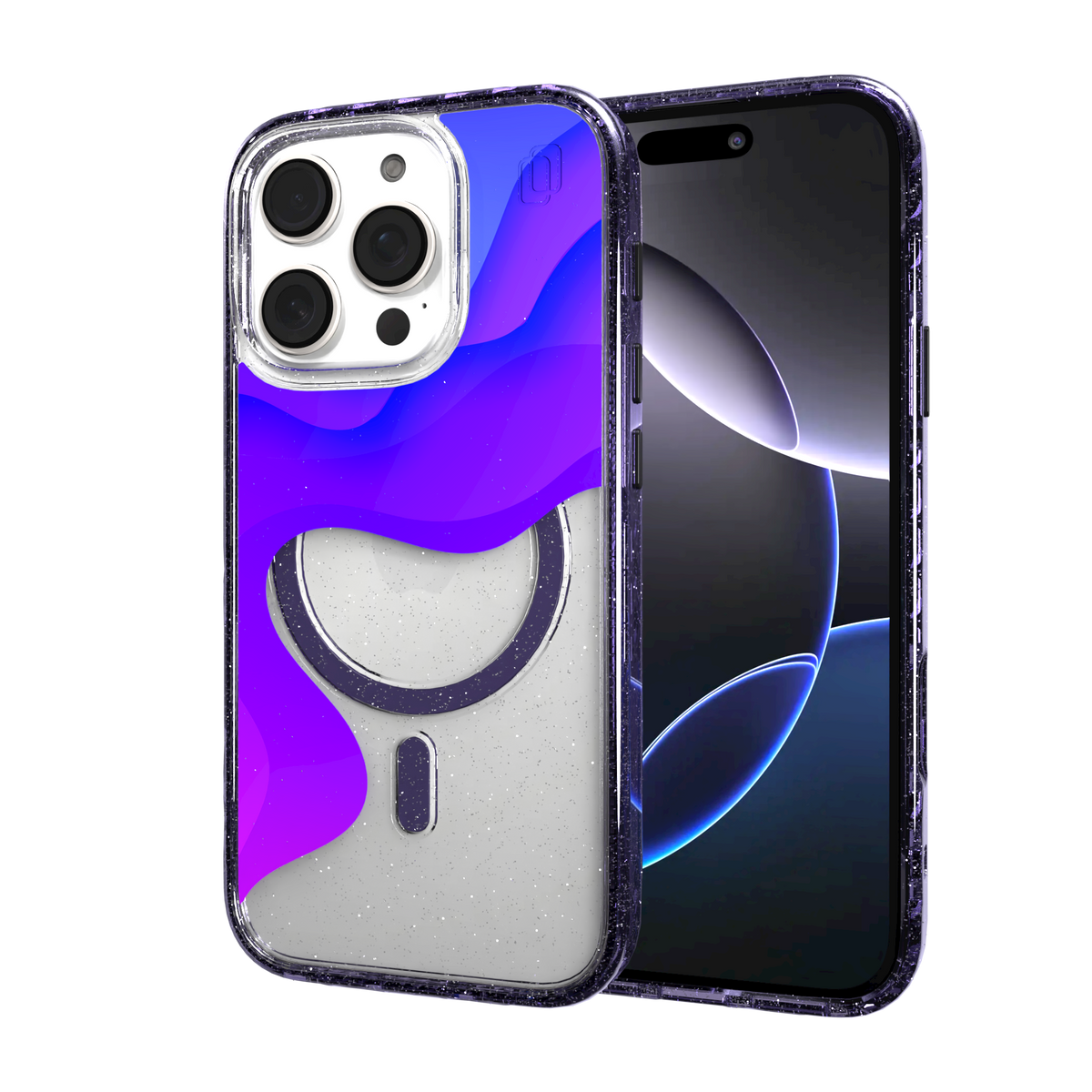 iPhone 16 Series | MagSafe | Abstract Art Case | Retro Purple Waves Retro Purple / iPhone 16 Pro / Lilac Sparkle