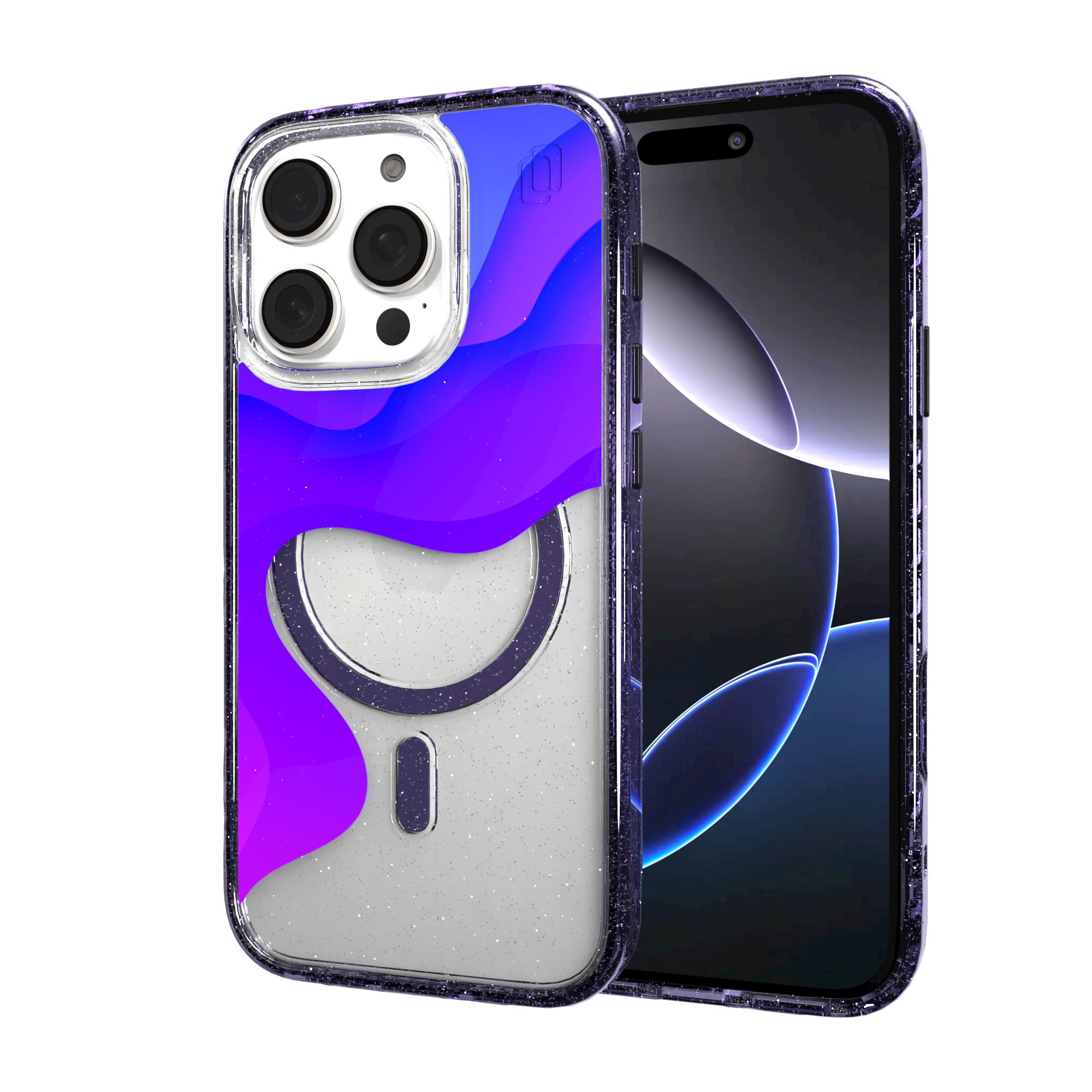 iPhone 16 Series | MagSafe | Abstract Art Case | Retro Purple Waves Retro Purple / iPhone 16 Pro / Lilac Sparkle