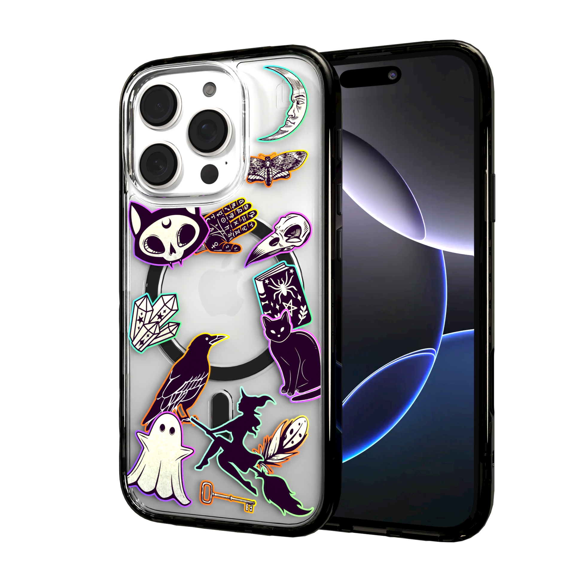 iPhone 16 Series | MagSafe | Halloween Case | Witchy Stickers Witchy Stickers / iPhone 16 Pro / Black