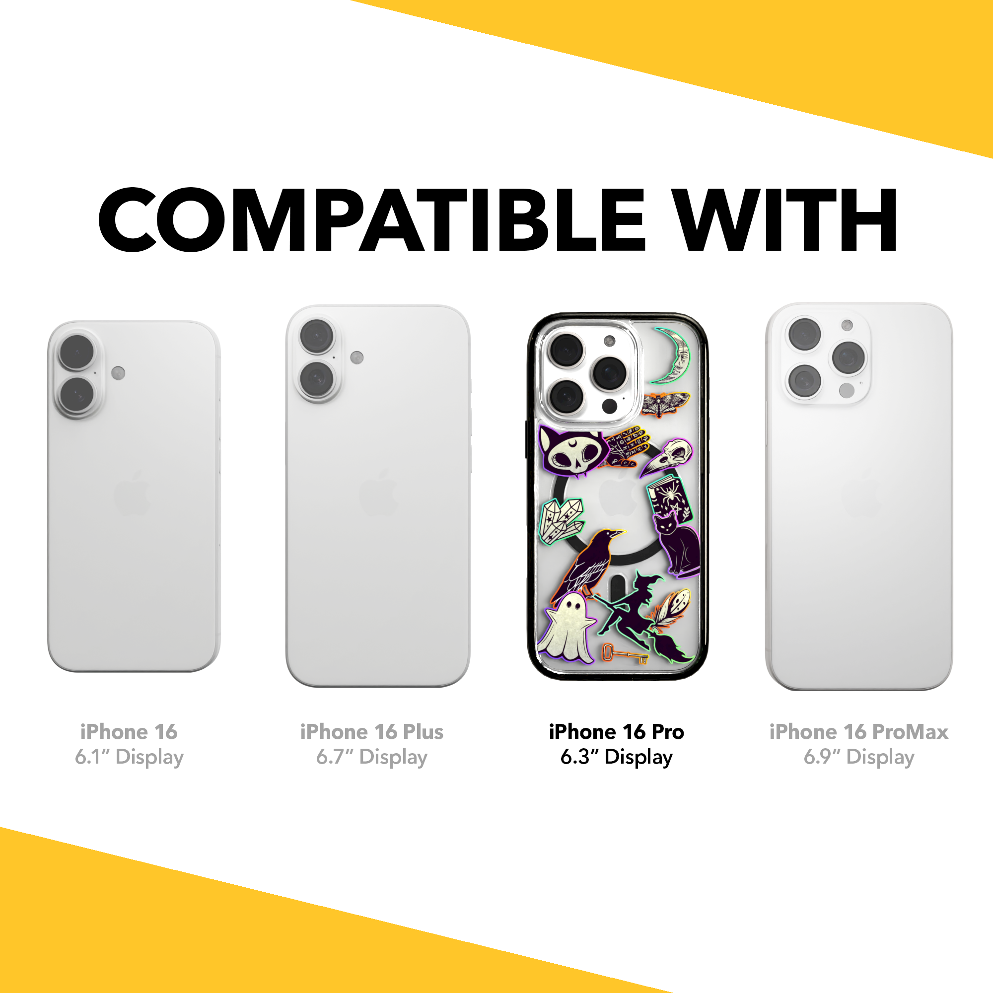 iPhone 16 Series | MagSafe | Halloween Case | Witchy Stickers Witchy Stickers / iPhone 16 Pro / Black