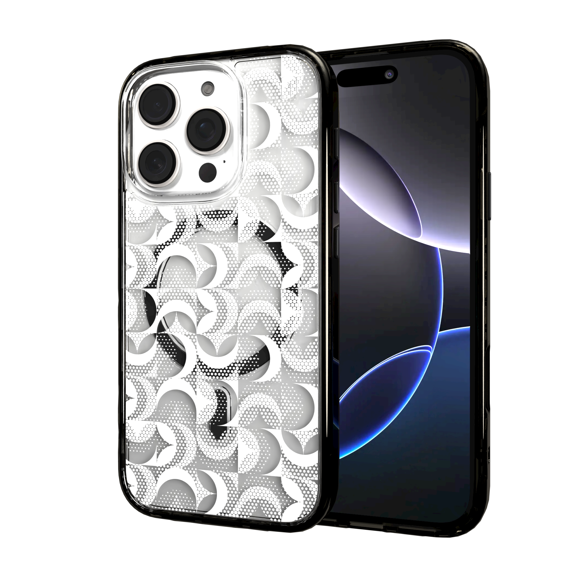 iPhone 16 Series | MagSafe | Abstract Art Case | Retro White Swirls Retro White / iPhone 16 Pro / Black