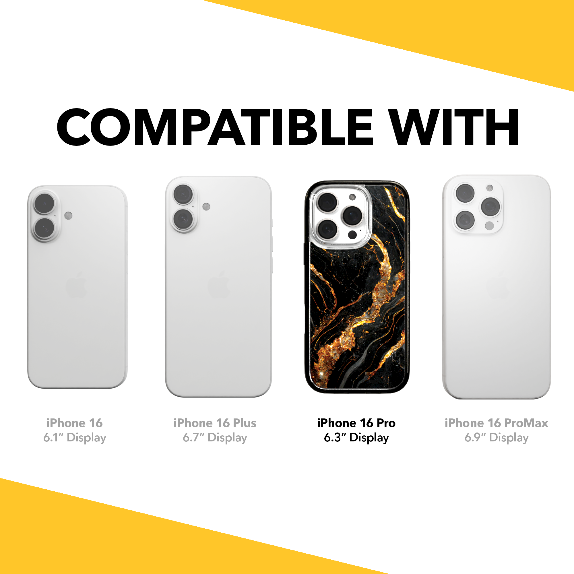 iPhone 16 Series | MagSafe | Stone Beauty Case Collection | Dark Night Black & Gold Marble Dark Night / iPhone 16 Pro / Black