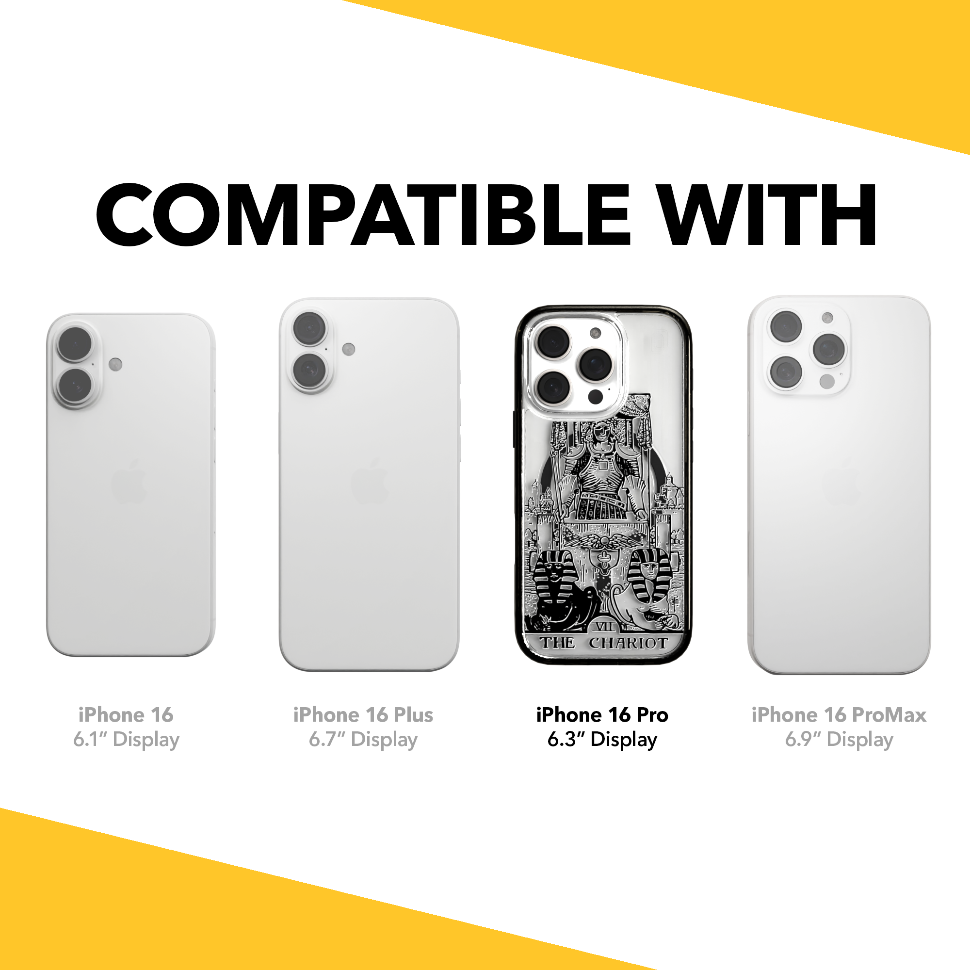 iPhone 16 Series | MagSafe | Tarot Collection | The Chariot The Chariot - Line / iPhone 16 Pro / Black