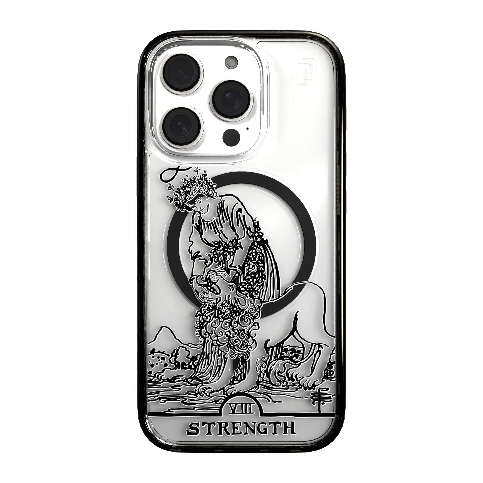 iPhone 16 Series | MagSafe | Tarot Collection | Strength Strength - Line / iPhone 16 Pro / Black