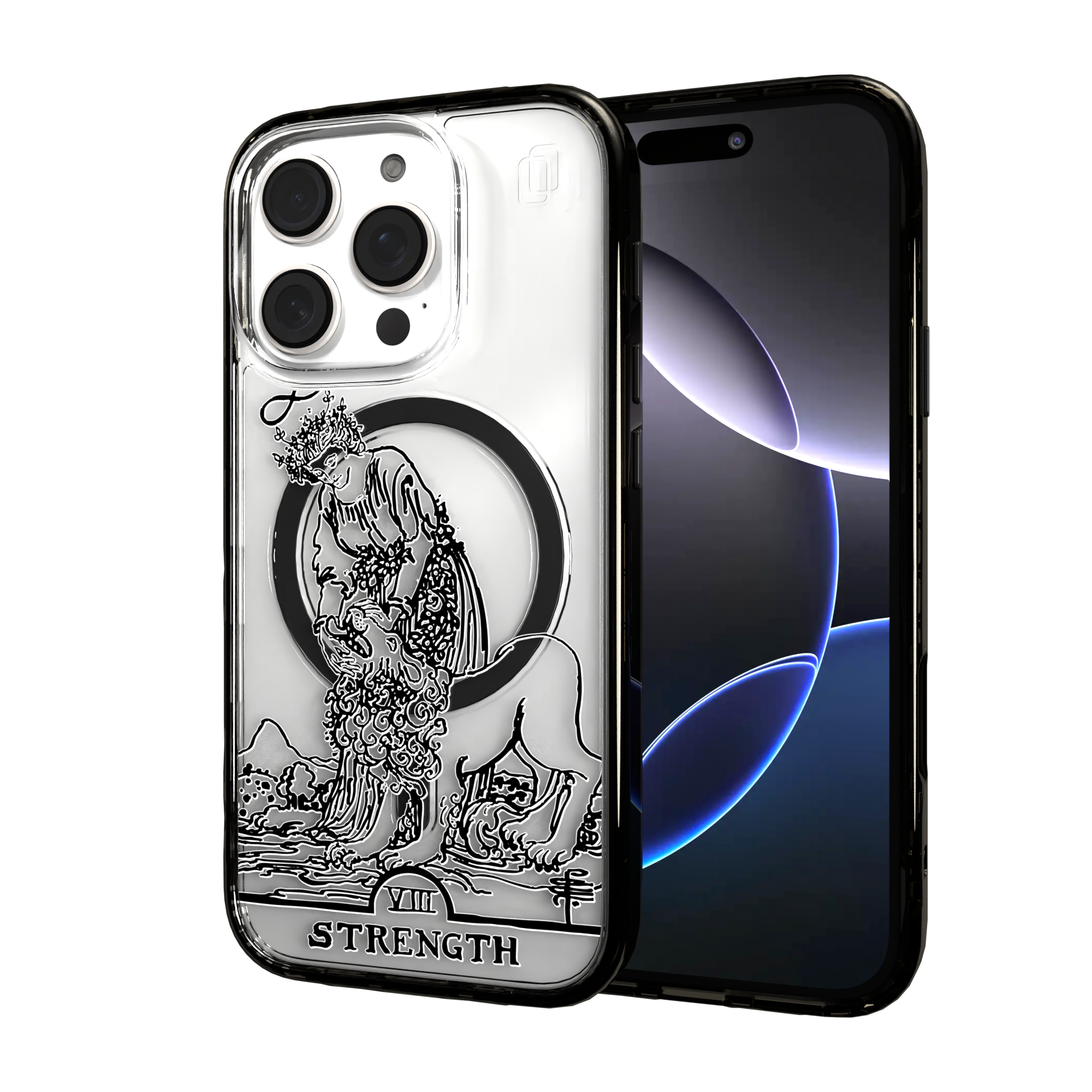 iPhone 16 Series | MagSafe | Tarot Collection | Strength Strength - Line / iPhone 16 Pro / Black