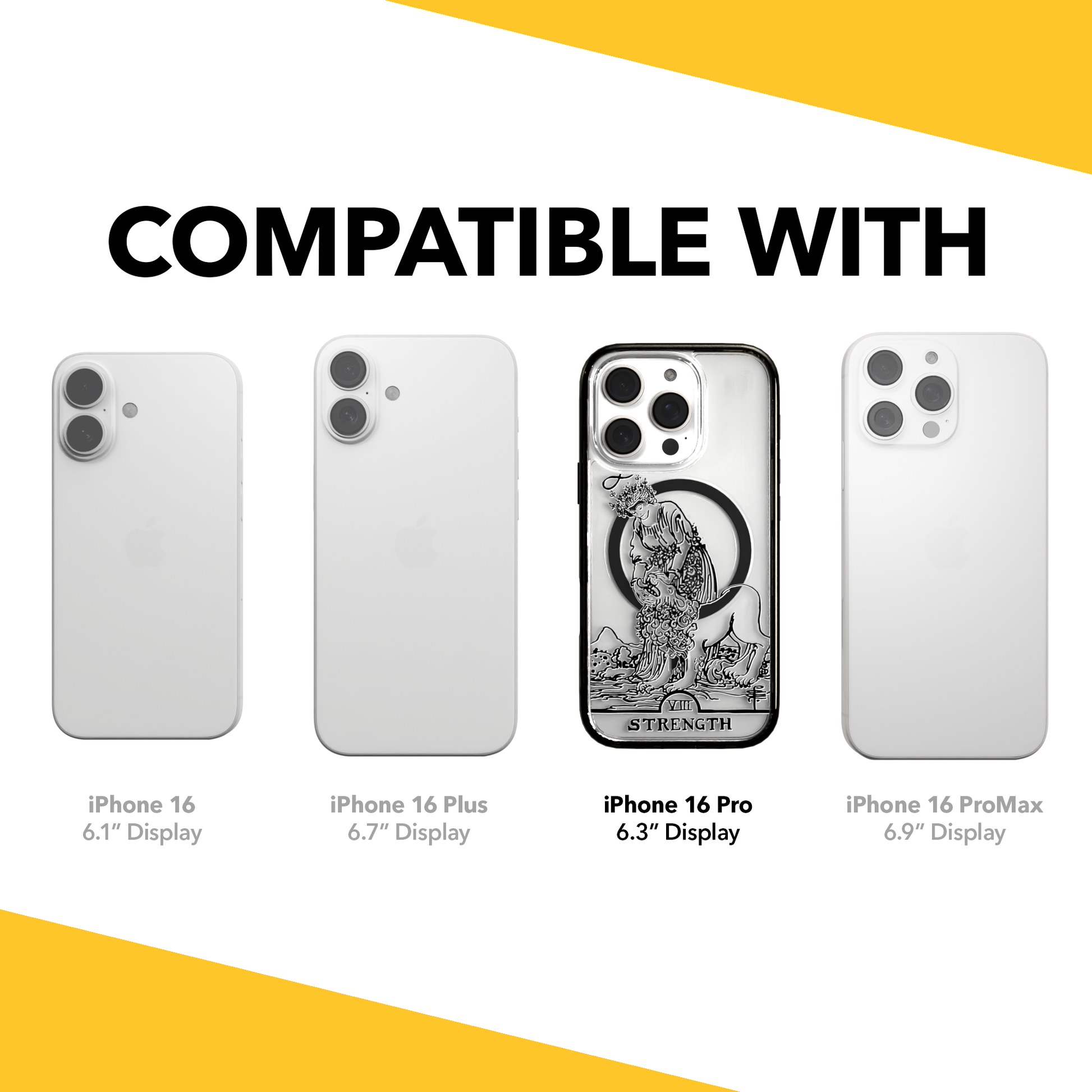 iPhone 16 Series | MagSafe | Tarot Collection | Strength Strength - Line / iPhone 16 Pro / Black