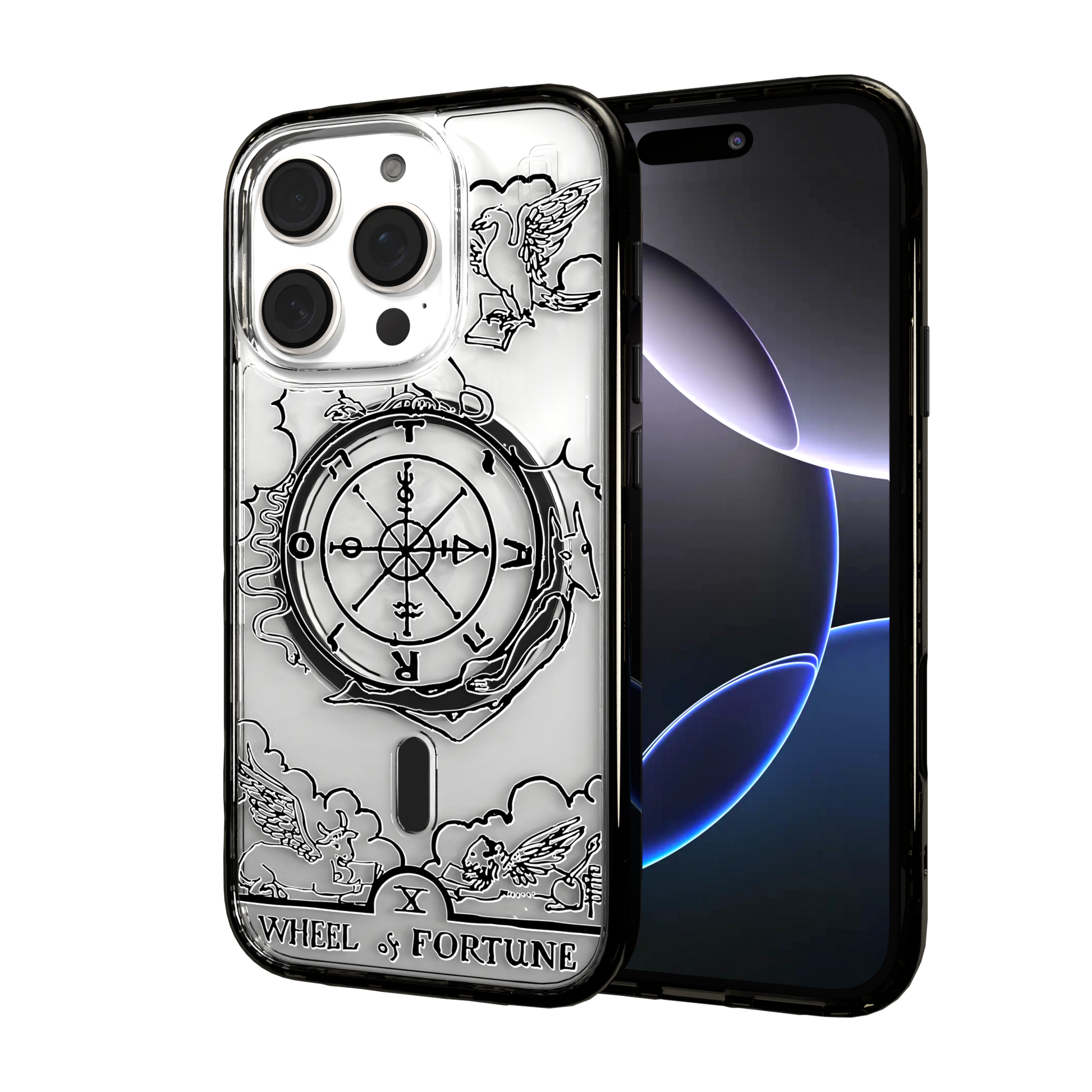 iPhone 16 Series | MagSafe | Tarot Collection | Wheel of Fortune Wheel of Fortune - Line / iPhone 16 Pro / Black