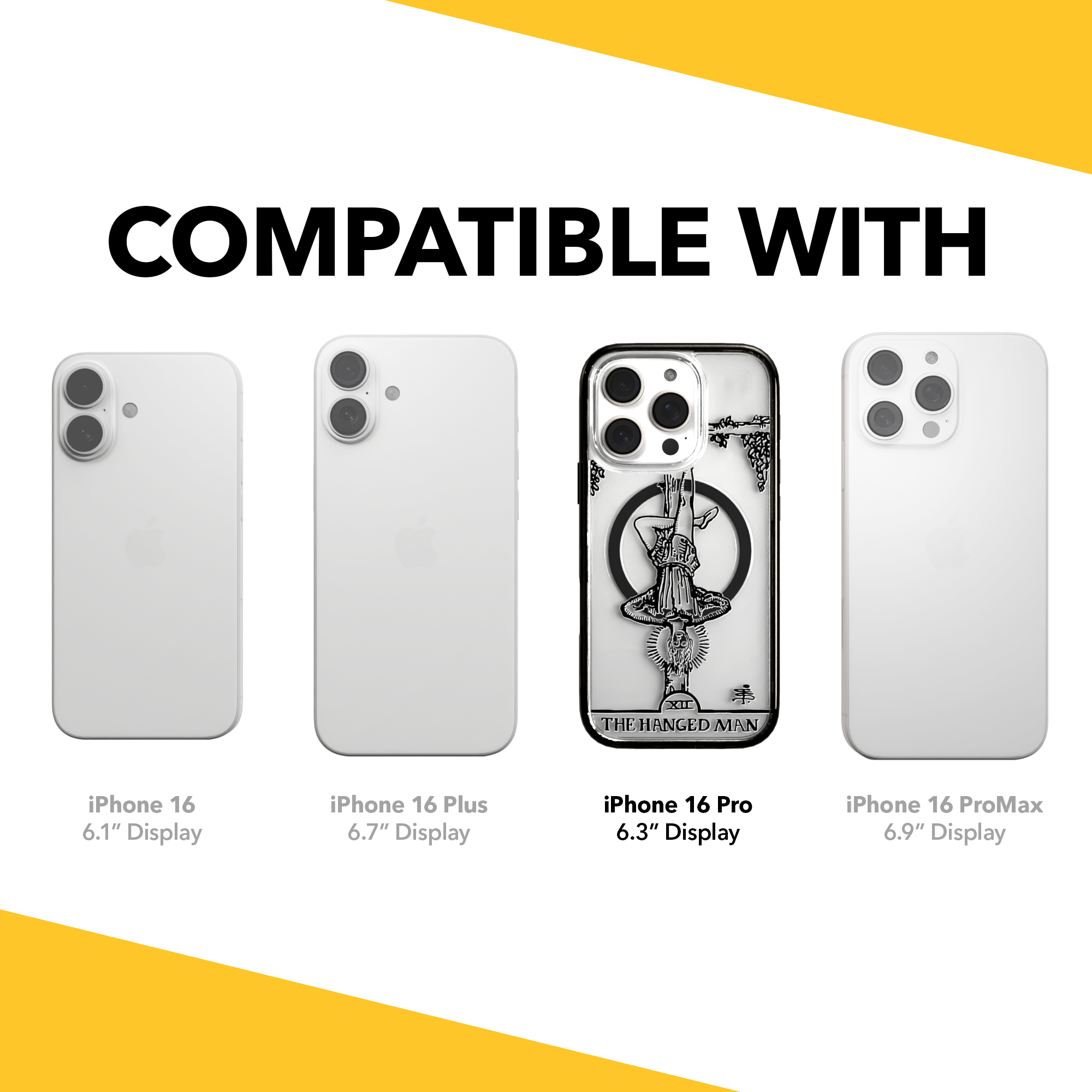 iPhone 16 Series | MagSafe | Tarot Collection | The Hanged Man The Hanged Man - Line / iPhone 16 Pro / Black