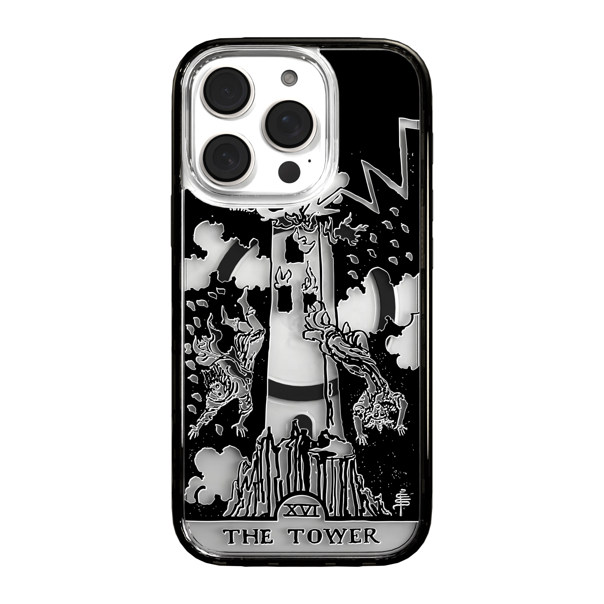 iPhone 16 Series | MagSafe | Tarot Collection | The Tower The Tower - Line / iPhone 16 Pro / Black