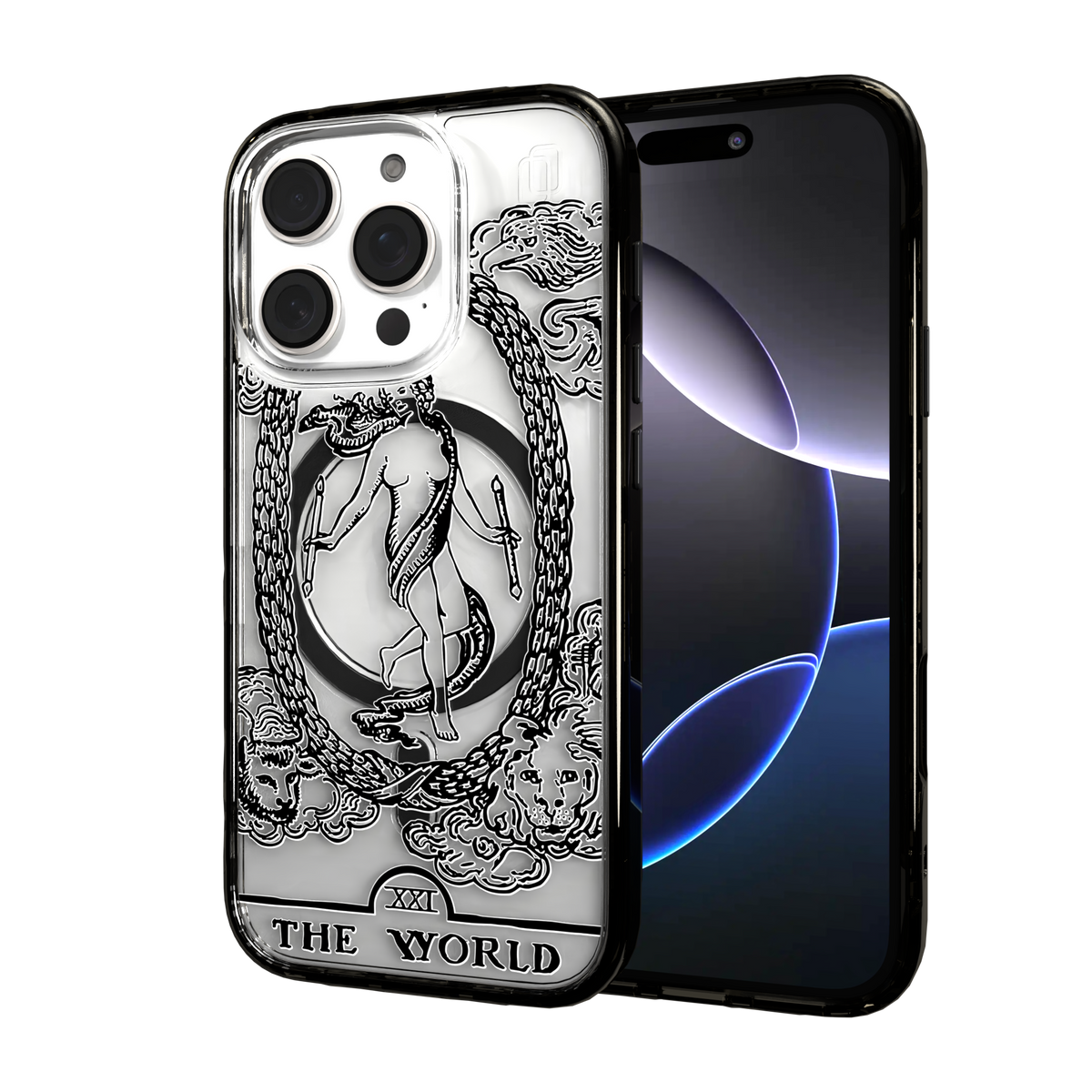 iPhone 16 Series | MagSafe | Tarot Collection | The World The World - Line / iPhone 16 Pro / Black