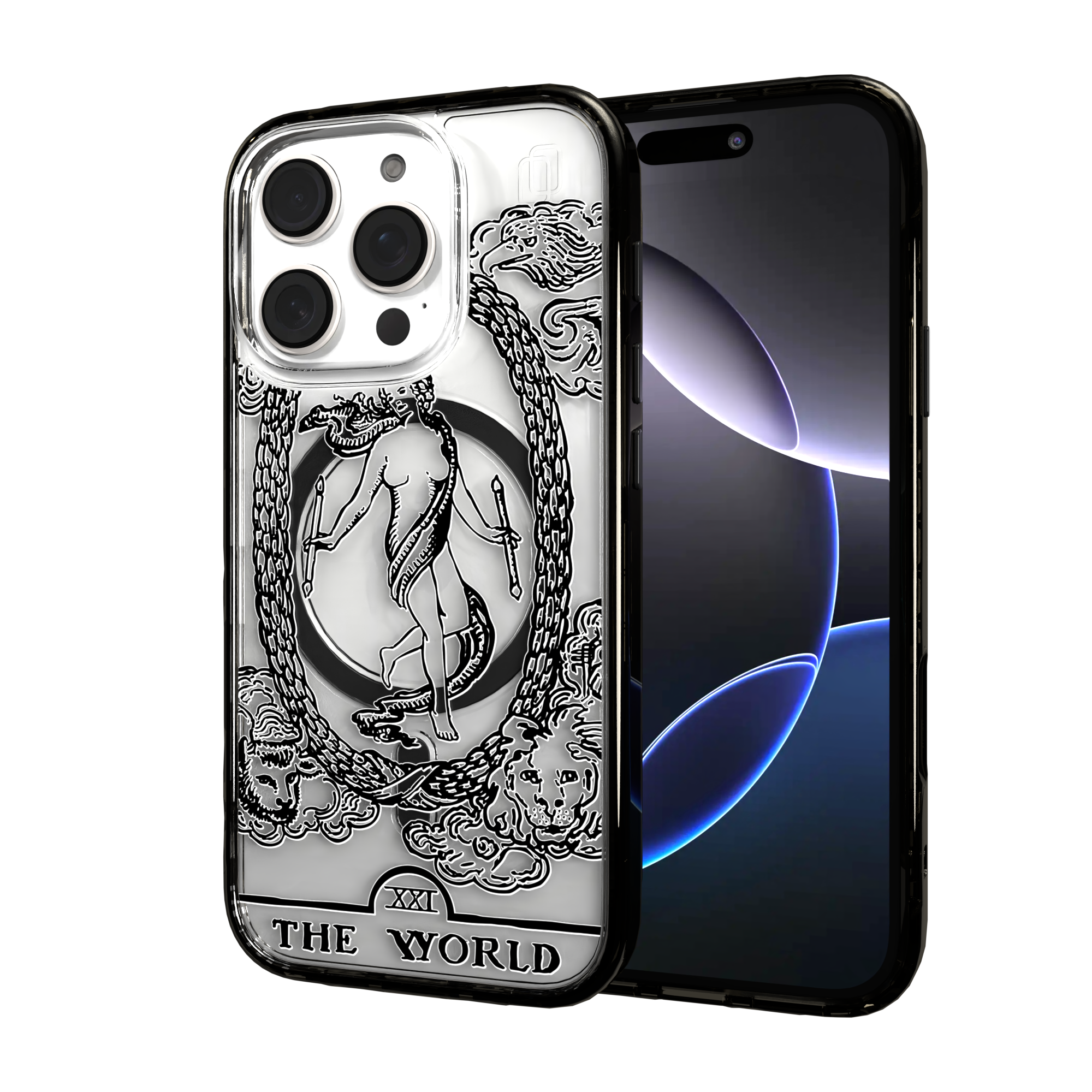 iPhone 16 Series | MagSafe | Tarot Collection | The World The World - Line / iPhone 16 Pro / Black