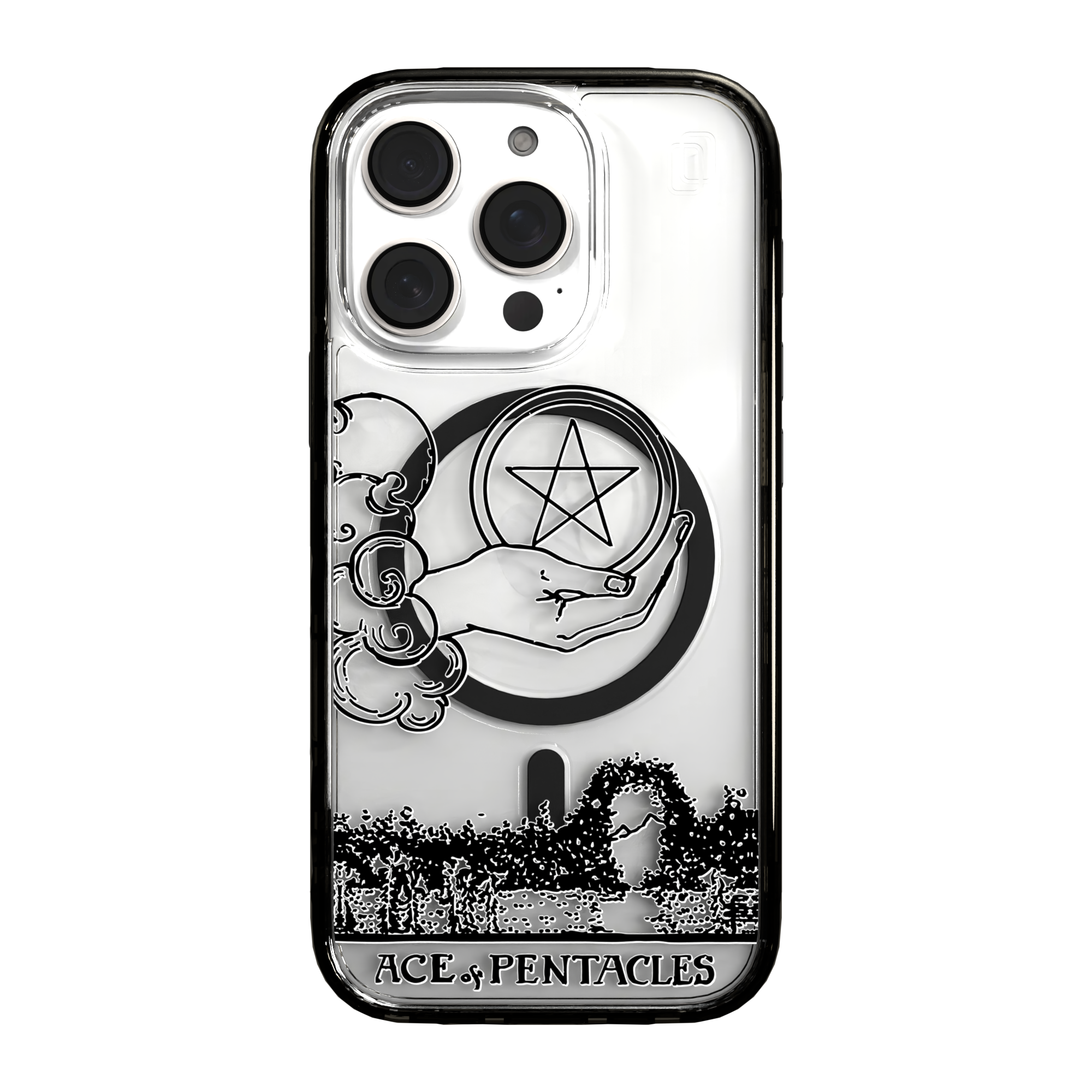 iPhone 16 Series | MagSafe | Tarot Collection | Ace of Pentacles Ace of Pentacles - Line / iPhone 16 Pro / Black