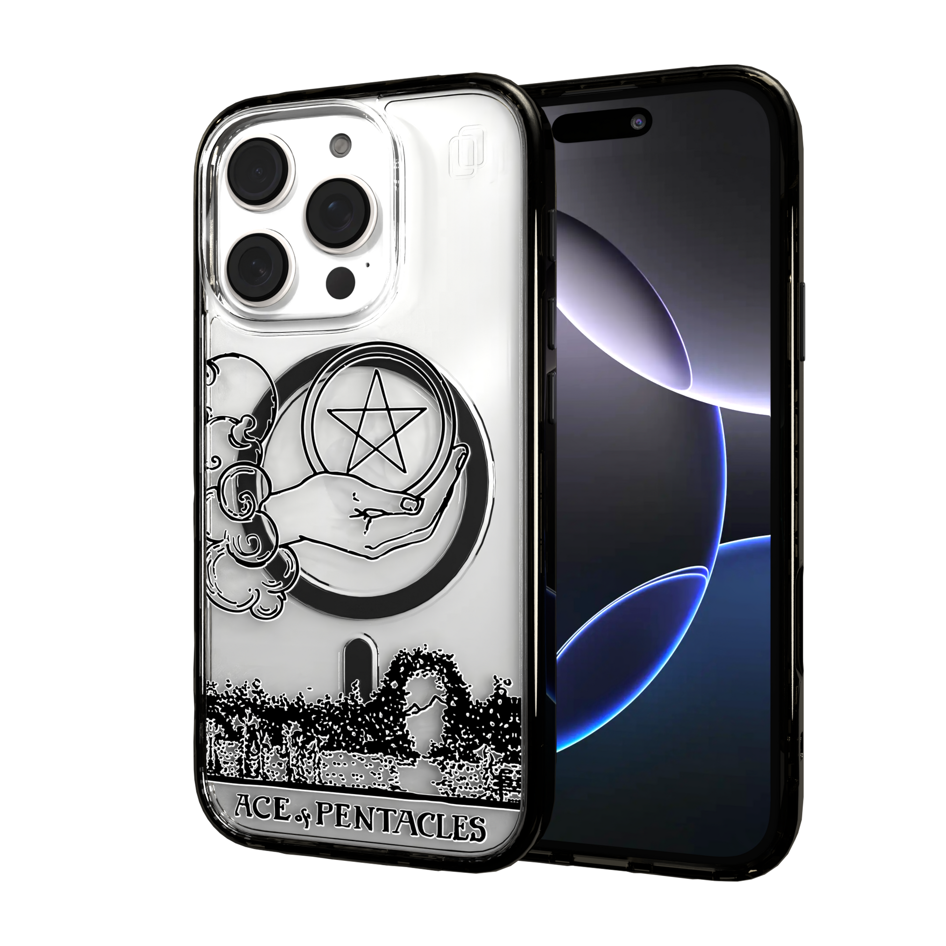 iPhone 16 Series | MagSafe | Tarot Collection | Ace of Pentacles Ace of Pentacles - Line / iPhone 16 Pro / Black