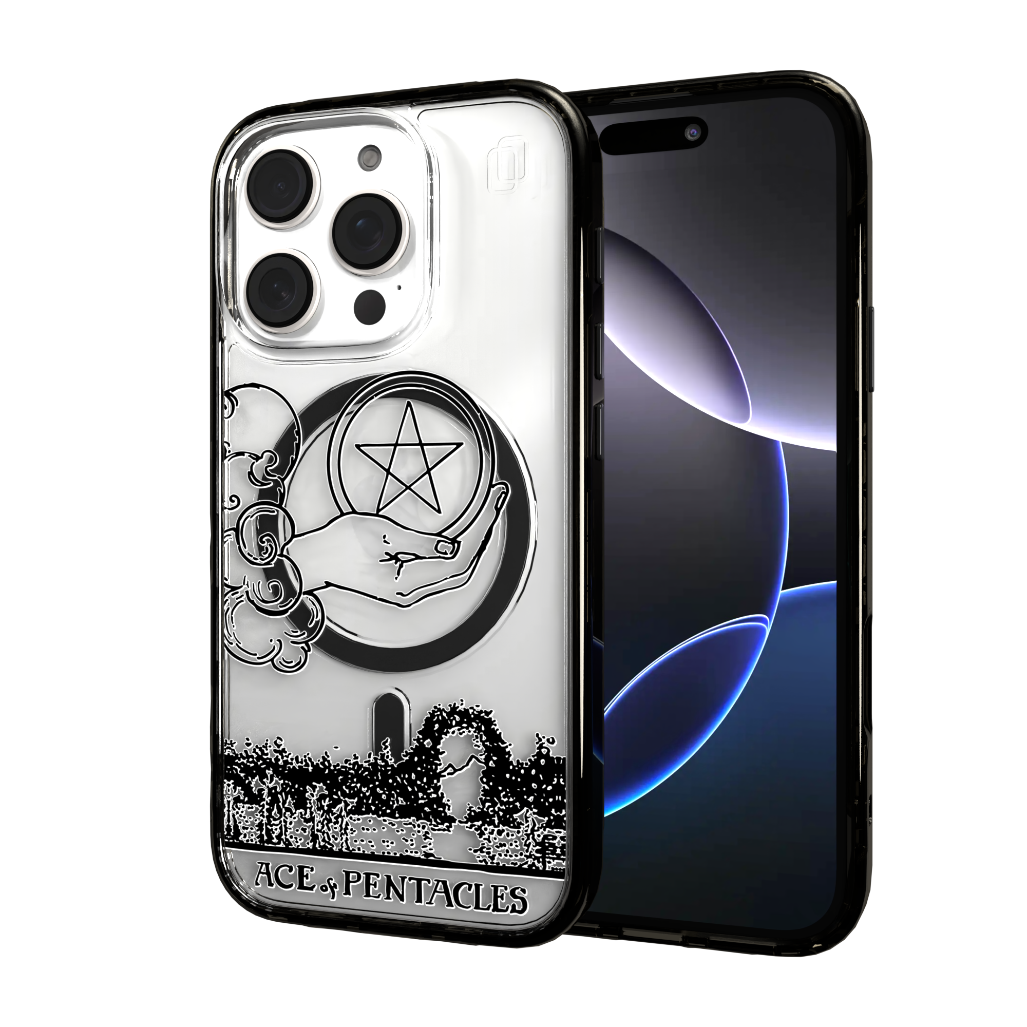 iPhone 16 Series | MagSafe | Tarot Collection | Ace of Pentacles Ace of Pentacles - Line / iPhone 16 Pro / Black