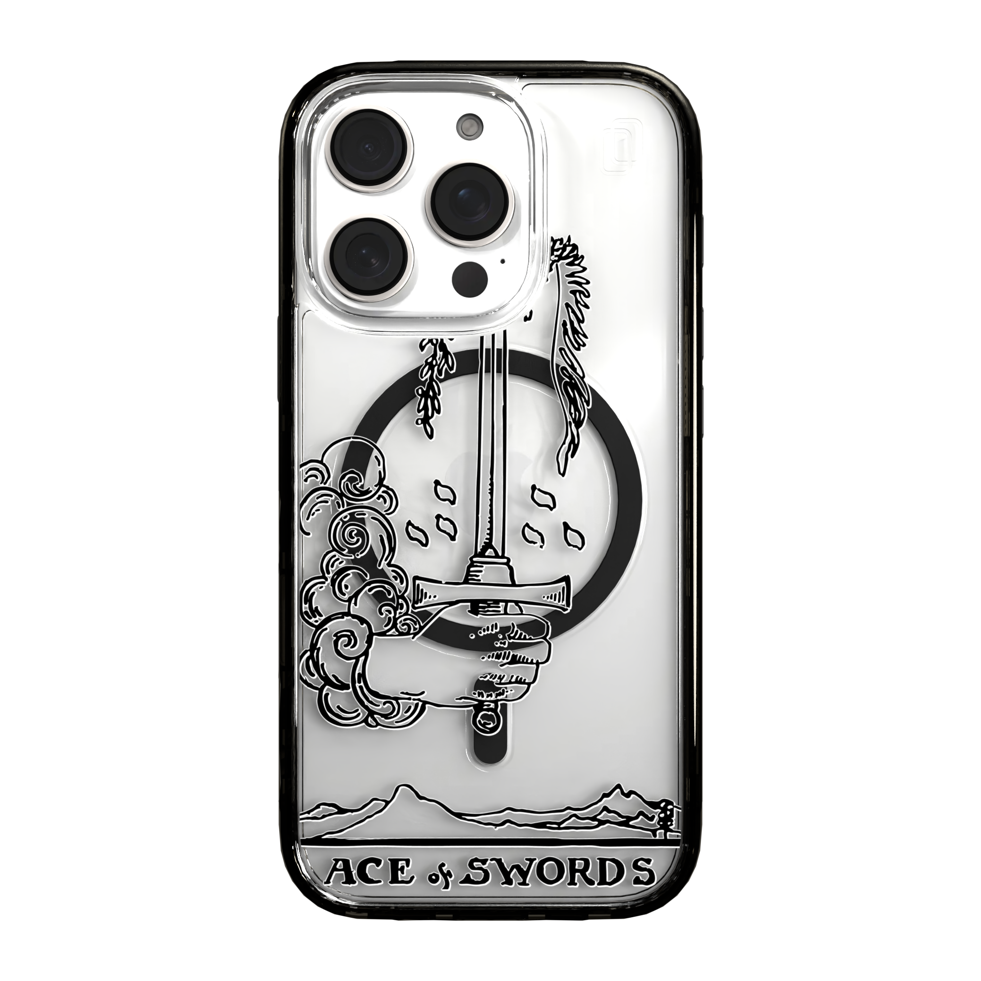 iPhone 16 Series | MagSafe | Tarot Collection | Ace of Swords Ace of Swords - Line / iPhone 16 Pro / Black