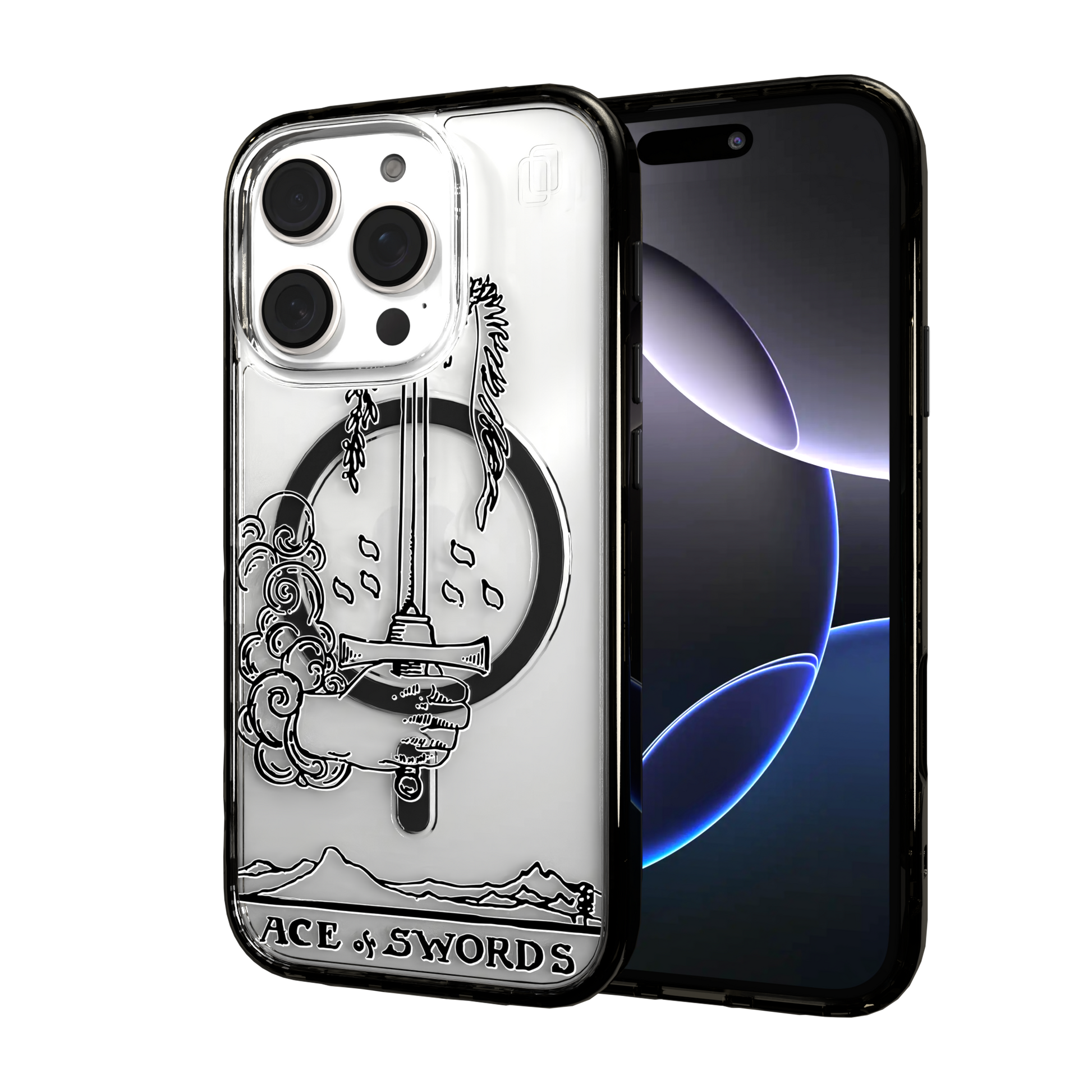 iPhone 16 Series | MagSafe | Tarot Collection | Ace of Swords Ace of Swords - Line / iPhone 16 Pro / Black