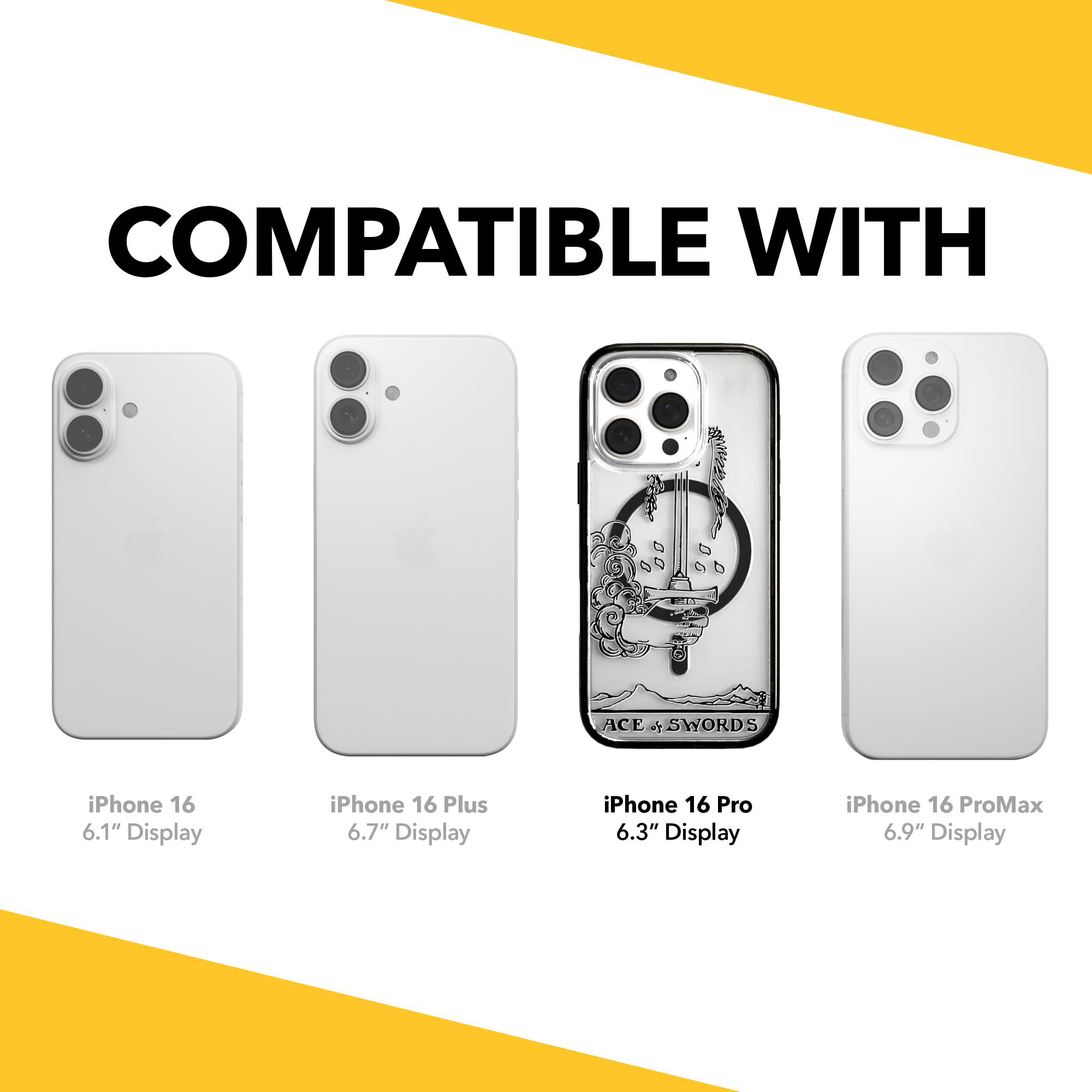 iPhone 16 Series | MagSafe | Tarot Collection | Ace of Swords Ace of Swords - Line / iPhone 16 Pro / Black