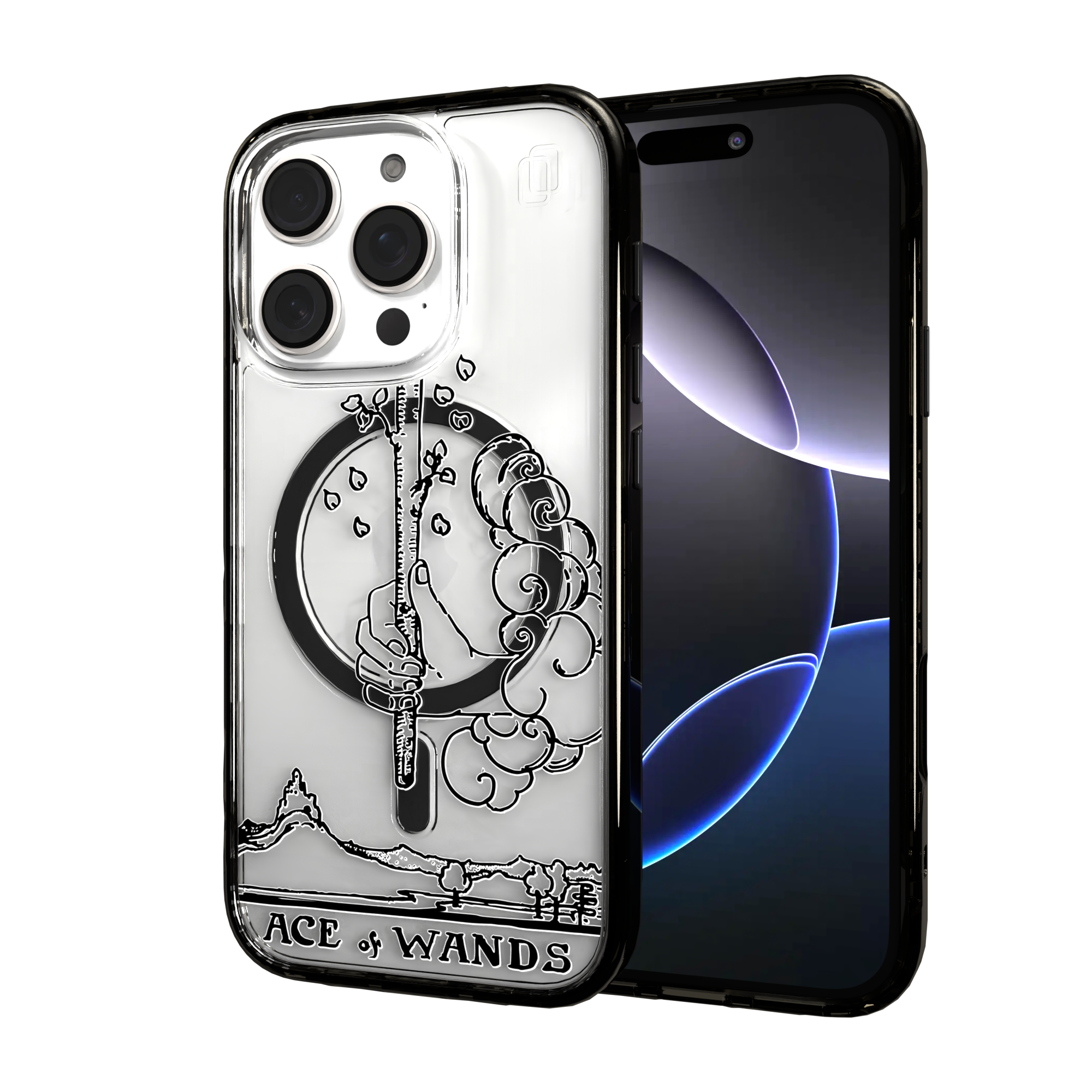 iPhone 16 Series | MagSafe | Tarot Collection | Ace of Wands Ace of Wands - Line / iPhone 16 Pro / Black