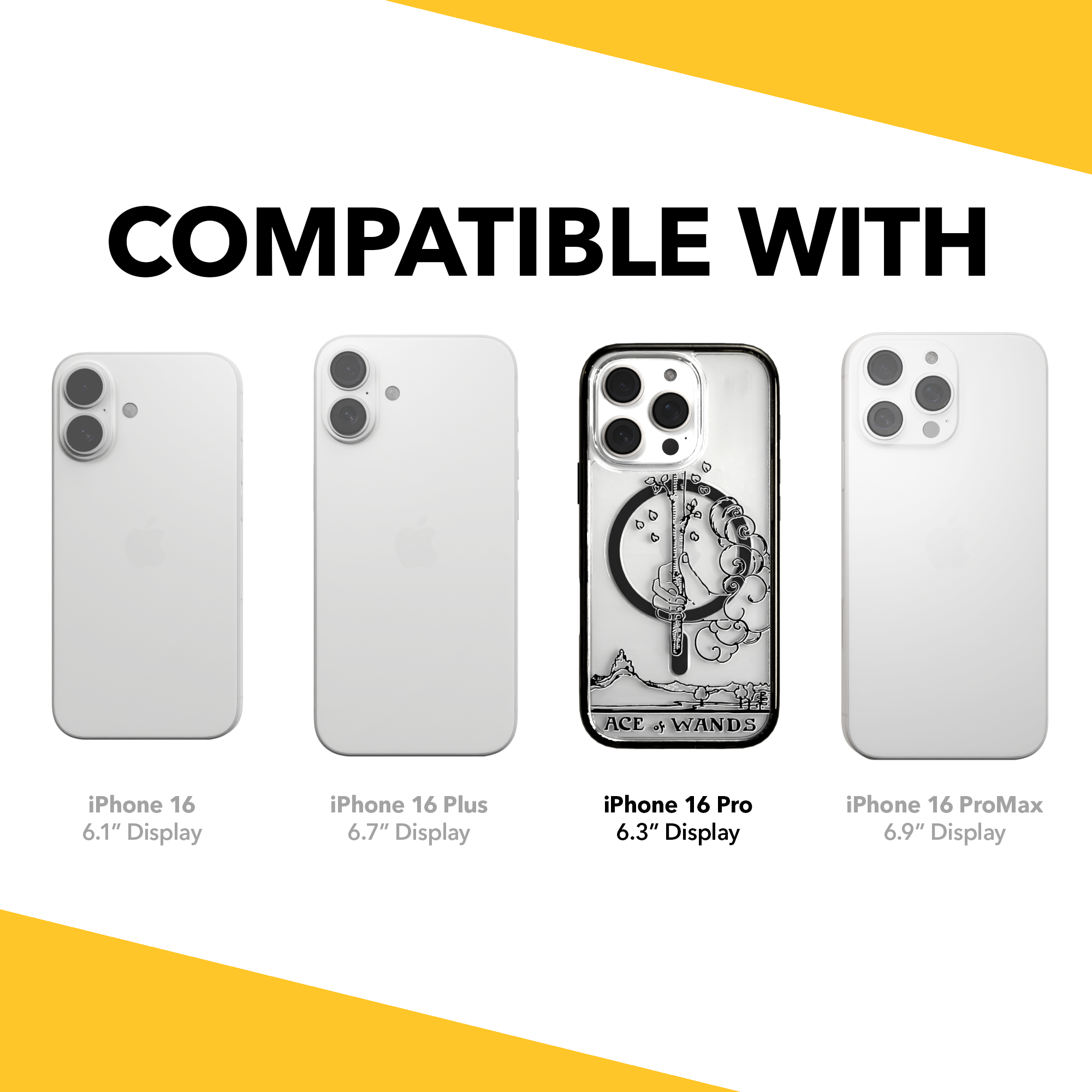 iPhone 16 Series | MagSafe | Tarot Collection | Ace of Wands Ace of Wands - Line / iPhone 16 Pro / Black