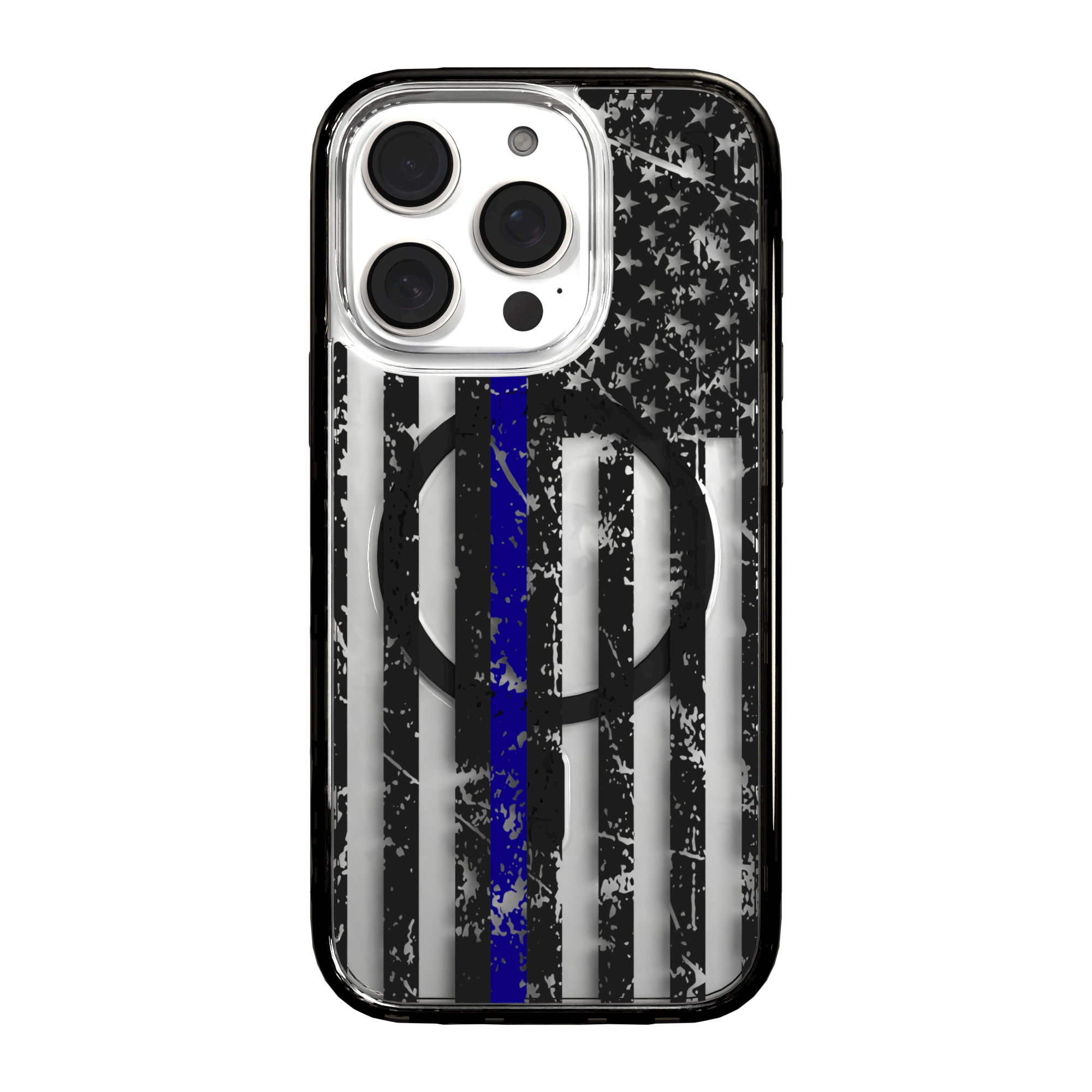 iPhone 16 Series | MagSafe | Red, White & Blue Case Collection | Thin Blue Line Blue Line / iPhone 16 Pro / Black