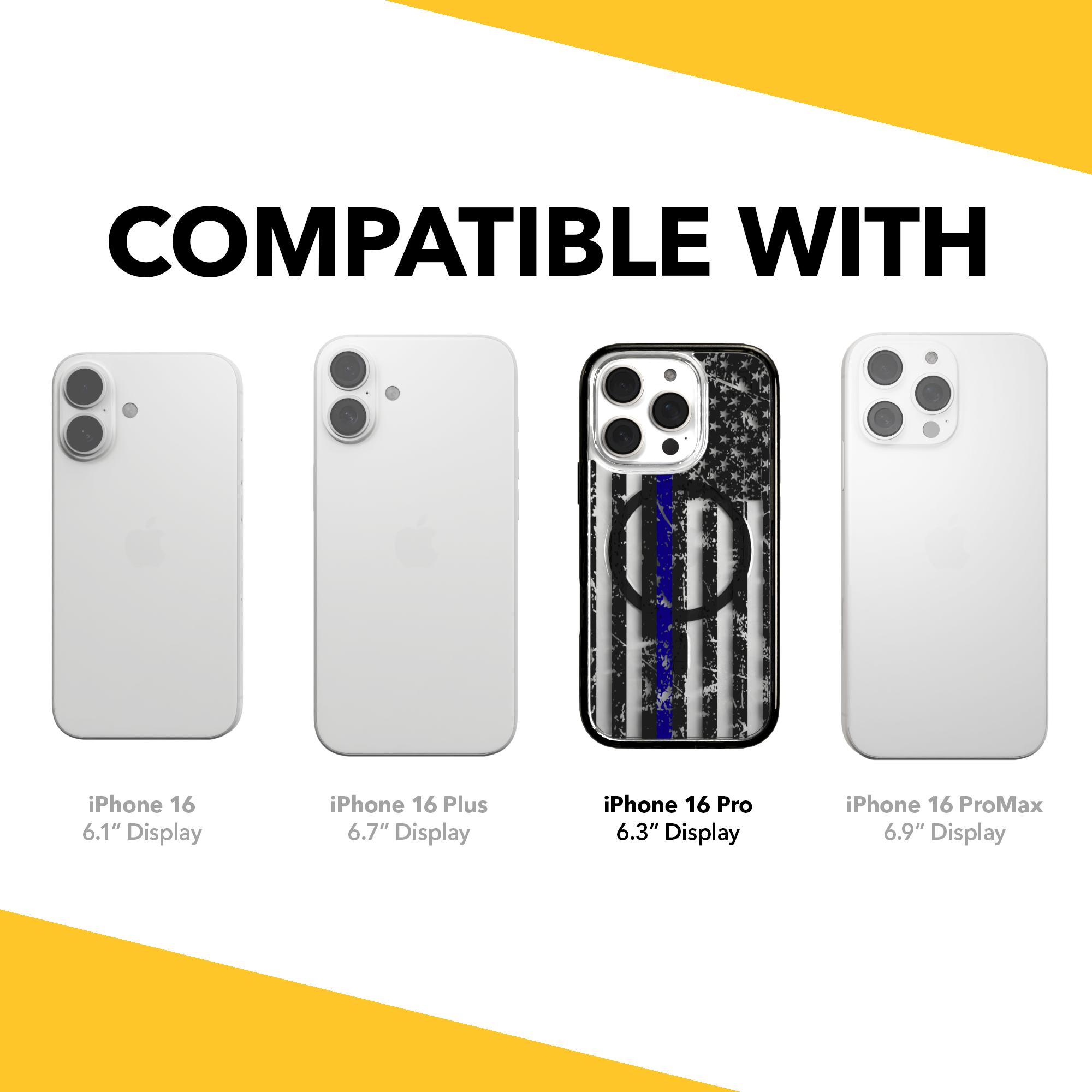 iPhone 16 Series | MagSafe | Red, White & Blue Case Collection | Thin Blue Line Blue Line / iPhone 16 Pro / Black