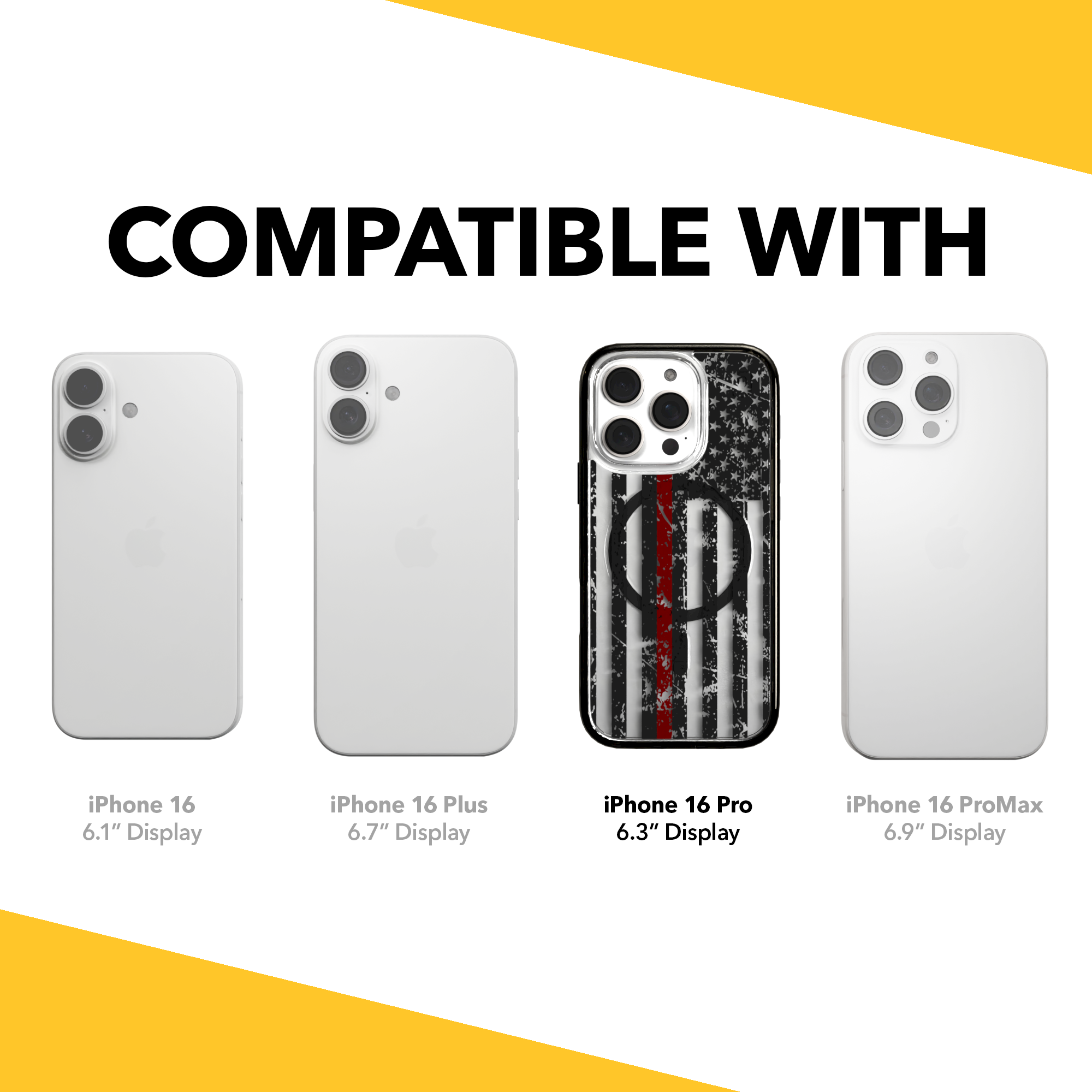 iPhone 16 Series | MagSafe | Red, White & Blue Case Collection | Thin Red Line Red Line / iPhone 16 Pro / Black