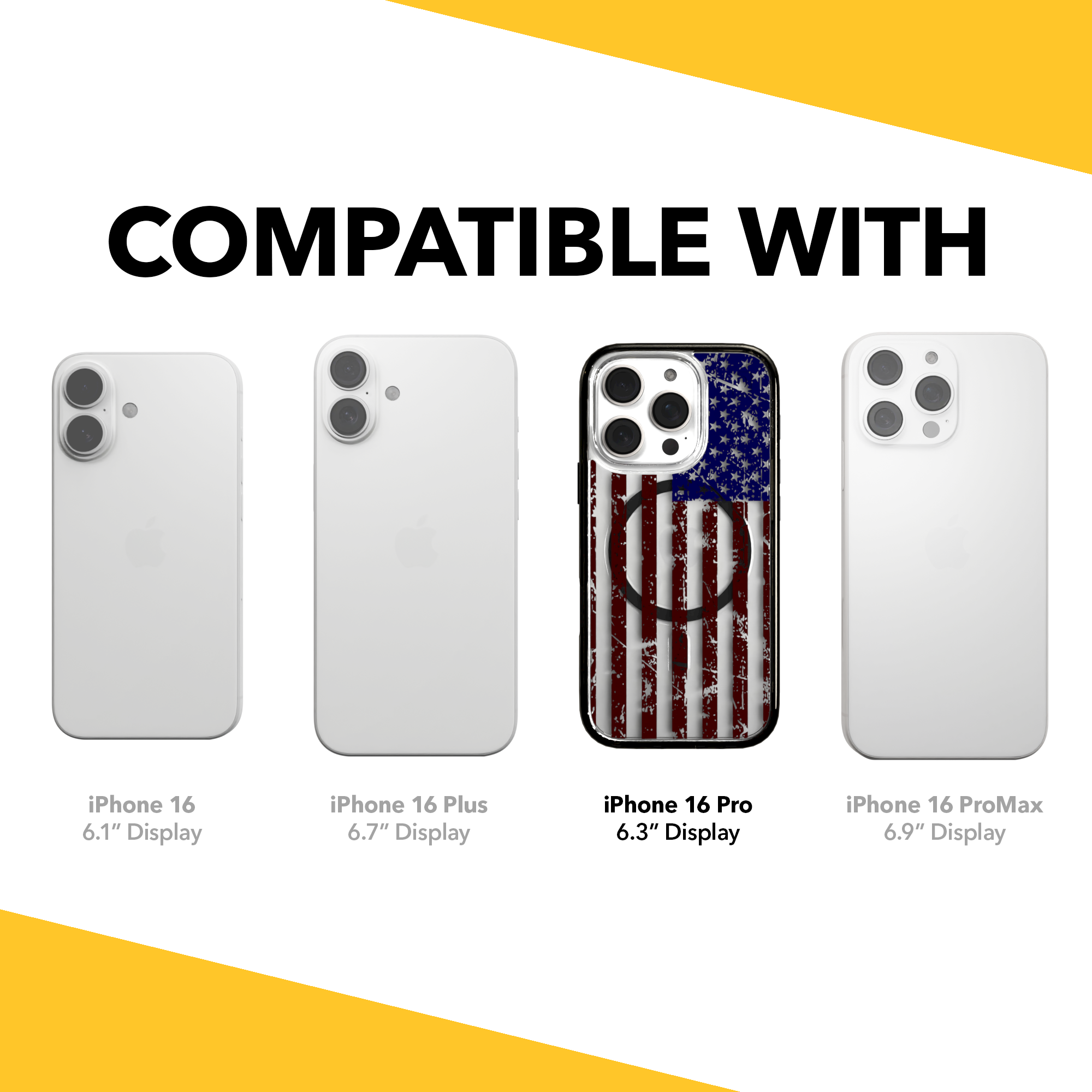 iPhone 16 Series | MagSafe | Red, White & Blue Case Collection | Old Glory Weathered American Flag Old Glory / iPhone 16 Pro / Black