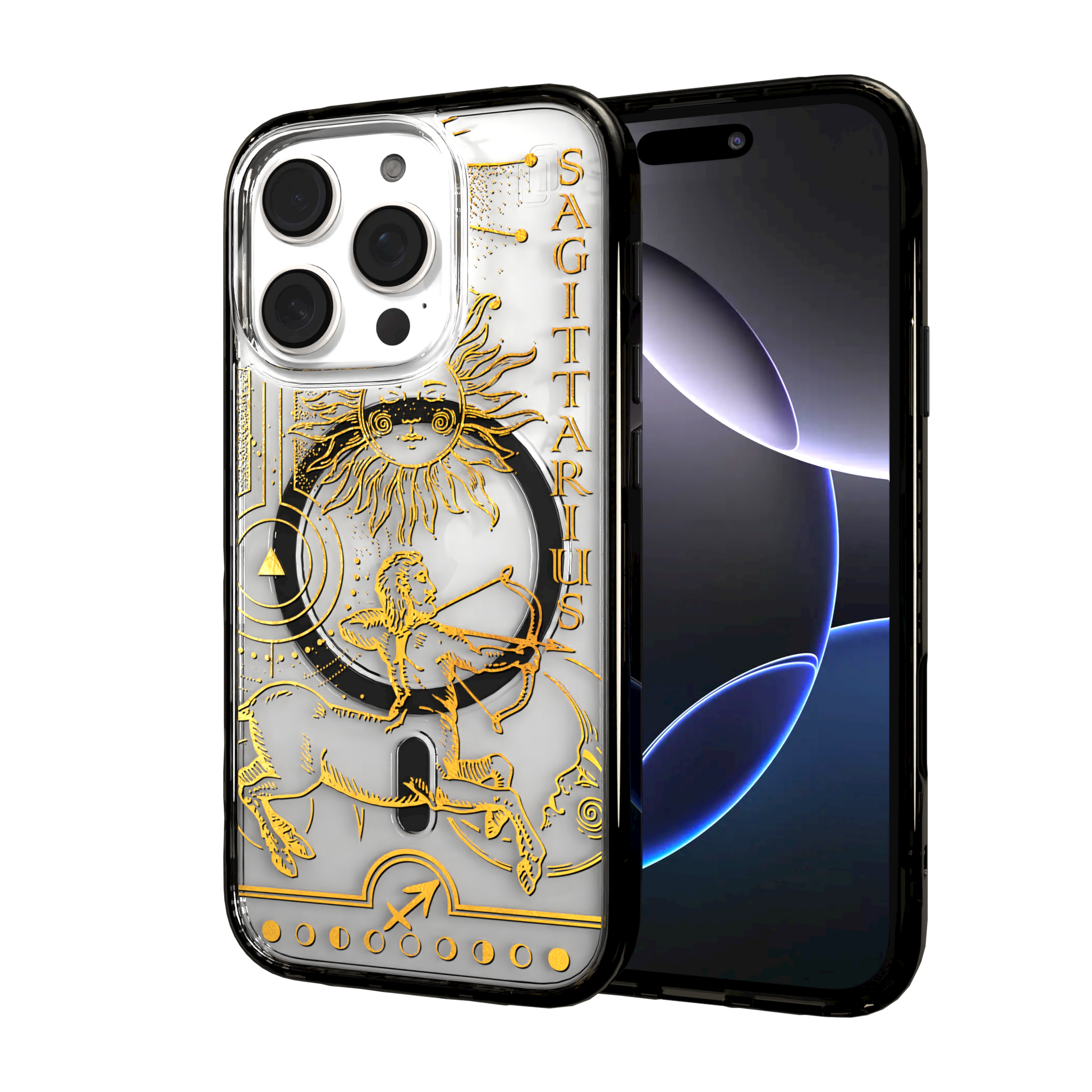 iPhone 16 Series | MagSafe | Zodiac Collection | Sagitarius Sagittarius Gold / iPhone 16 Pro / Black