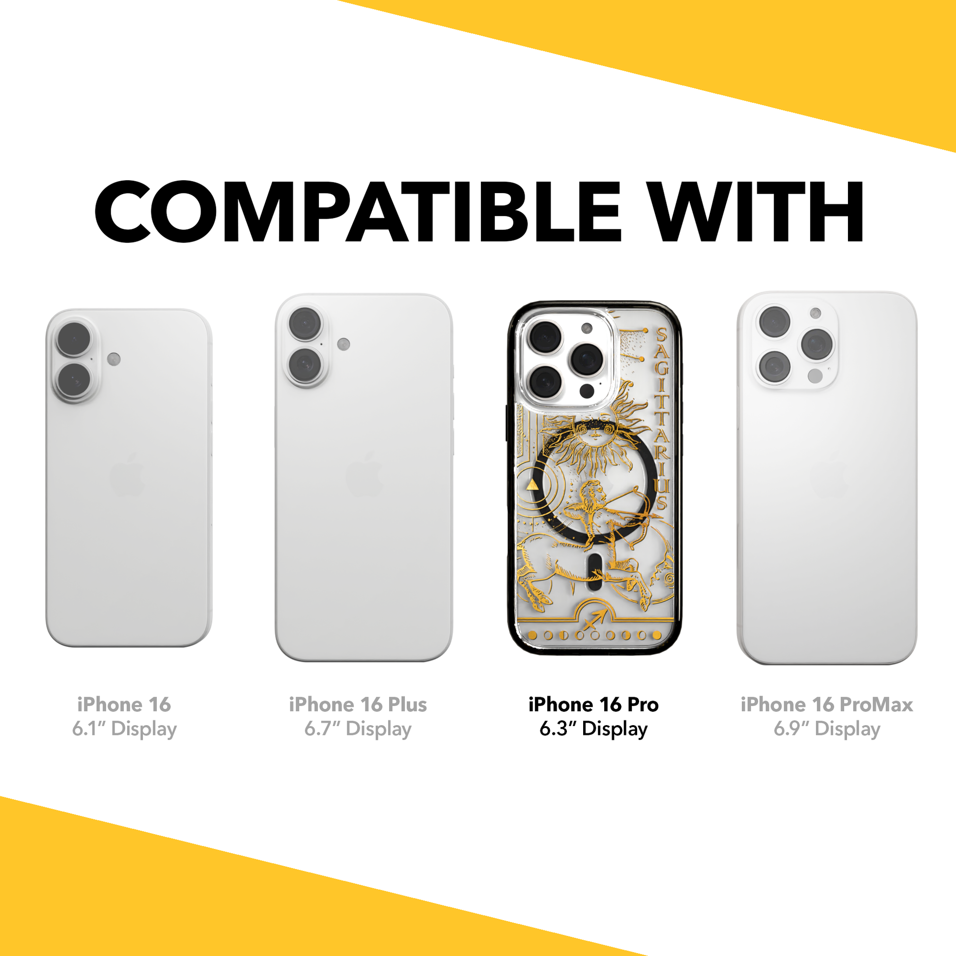iPhone 16 Series | MagSafe | Zodiac Collection | Sagitarius Sagittarius Gold / iPhone 16 Pro / Black