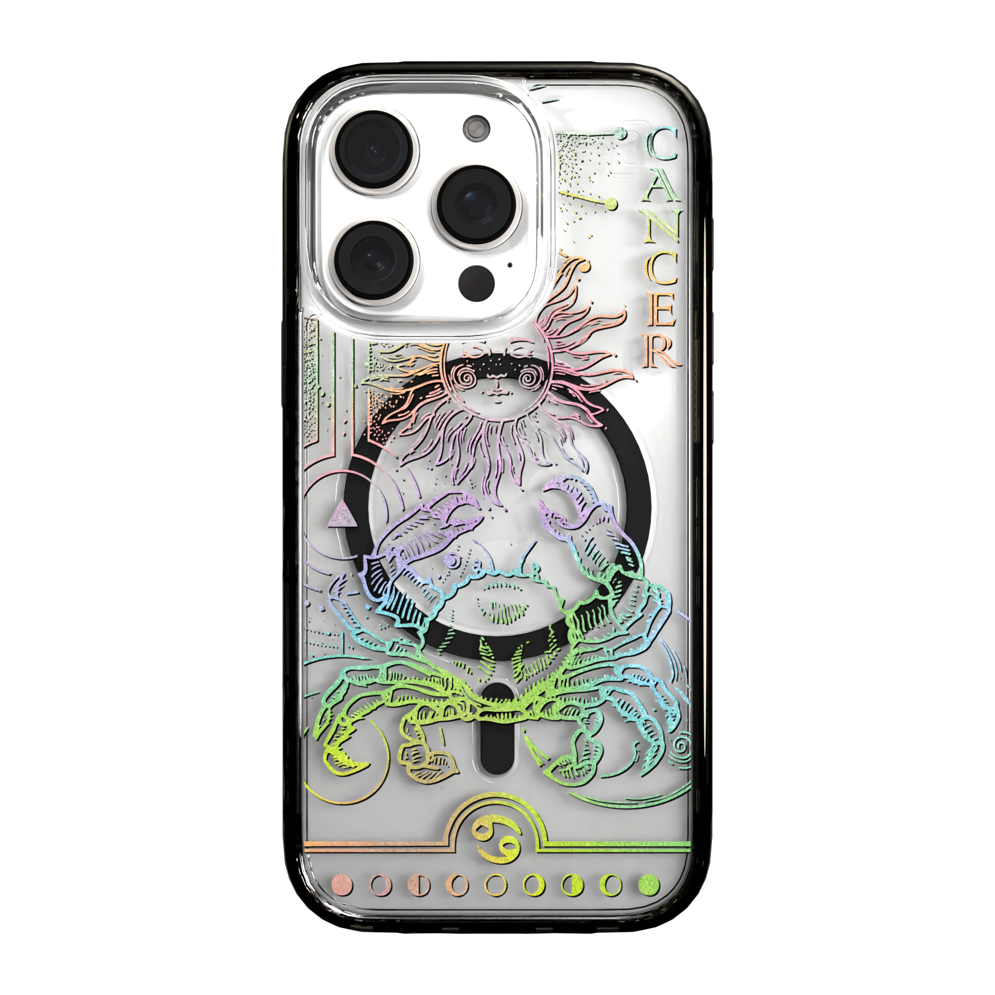 iPhone 16 Series | MagSafe | Zodiac Collection | Cancer Cancer Rainbow / iPhone 16 Pro / Black