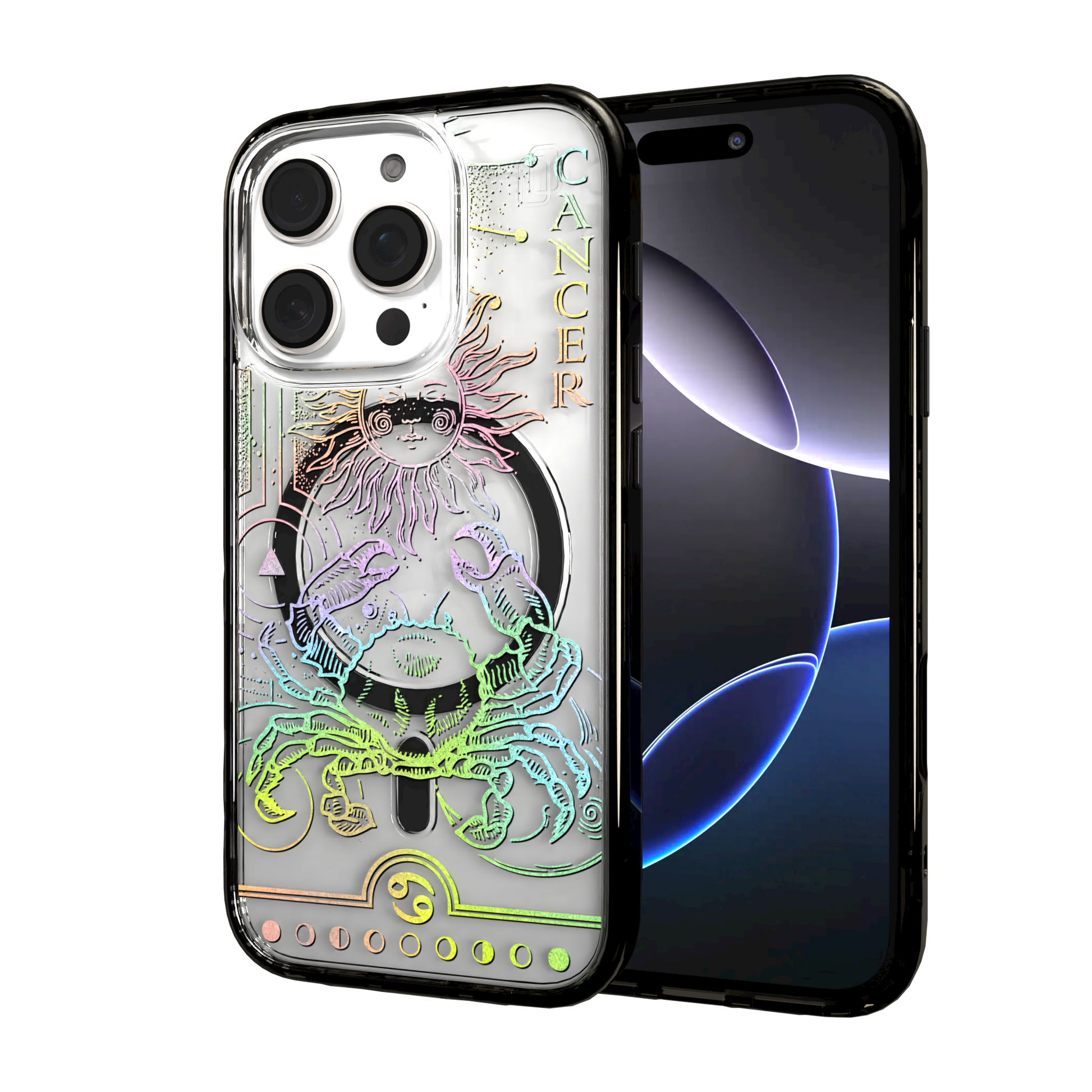 iPhone 16 Series | MagSafe | Zodiac Collection | Cancer Cancer Rainbow / iPhone 16 Pro / Black