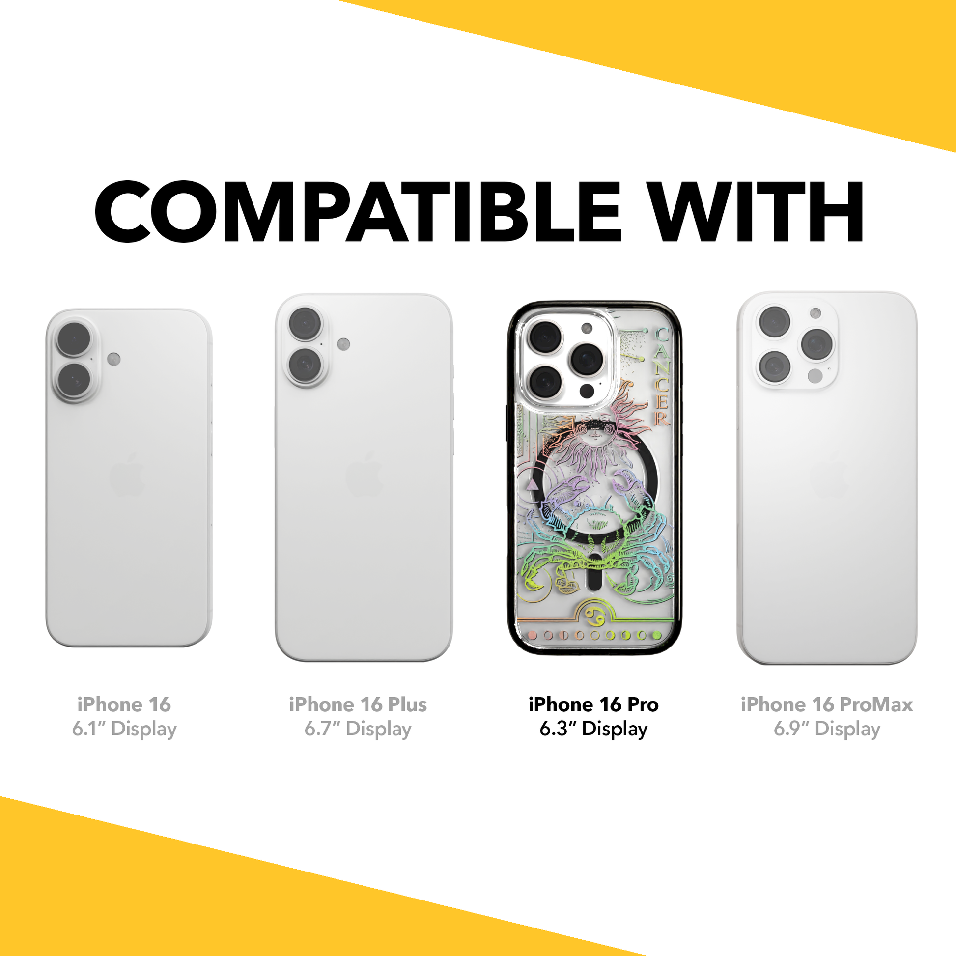 iPhone 16 Series | MagSafe | Zodiac Collection | Cancer Cancer Rainbow / iPhone 16 Pro / Black