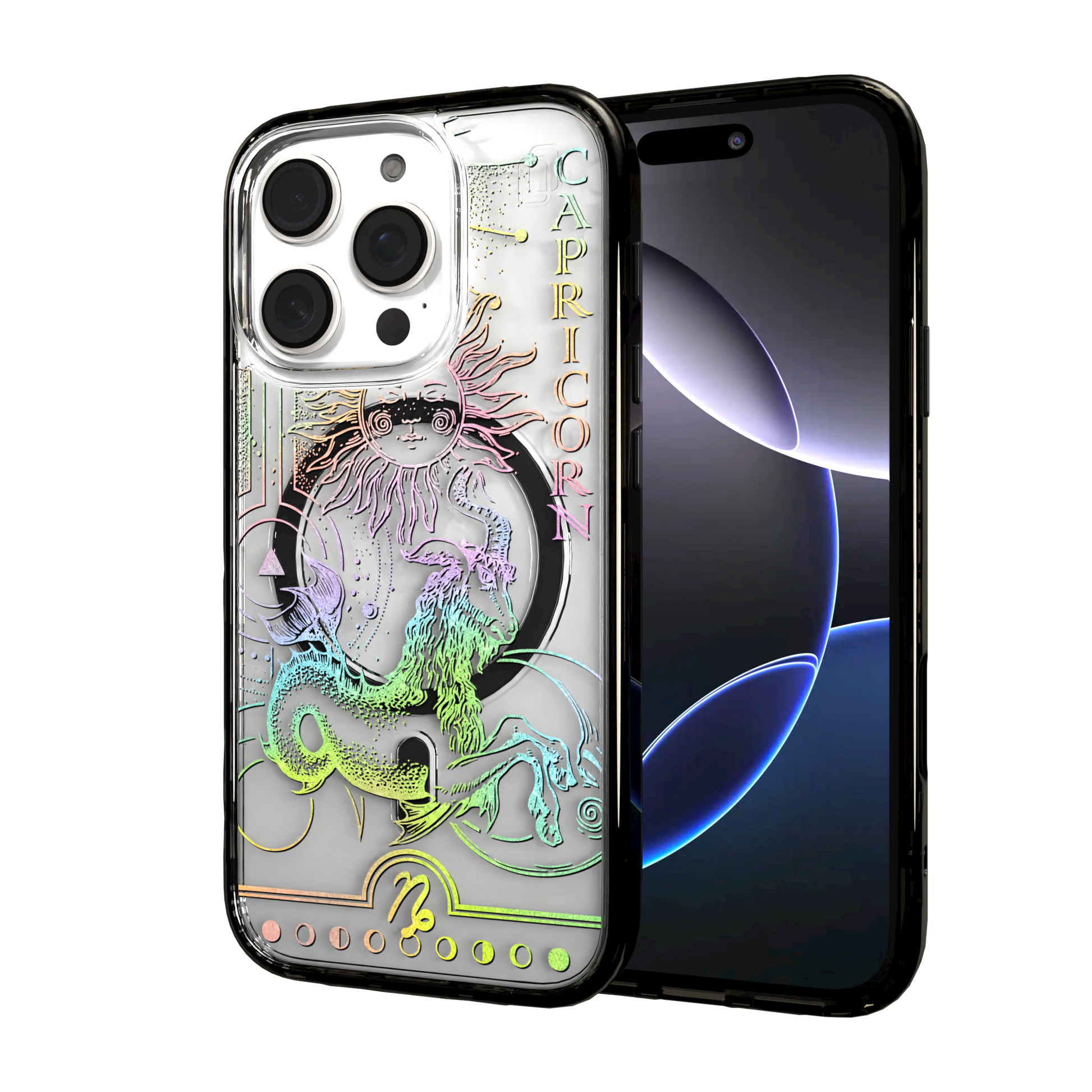 iPhone 16 Series | MagSafe | Zodiac Collection |Capricorn Capricorn Rainbow / iPhone 16 Pro / Black