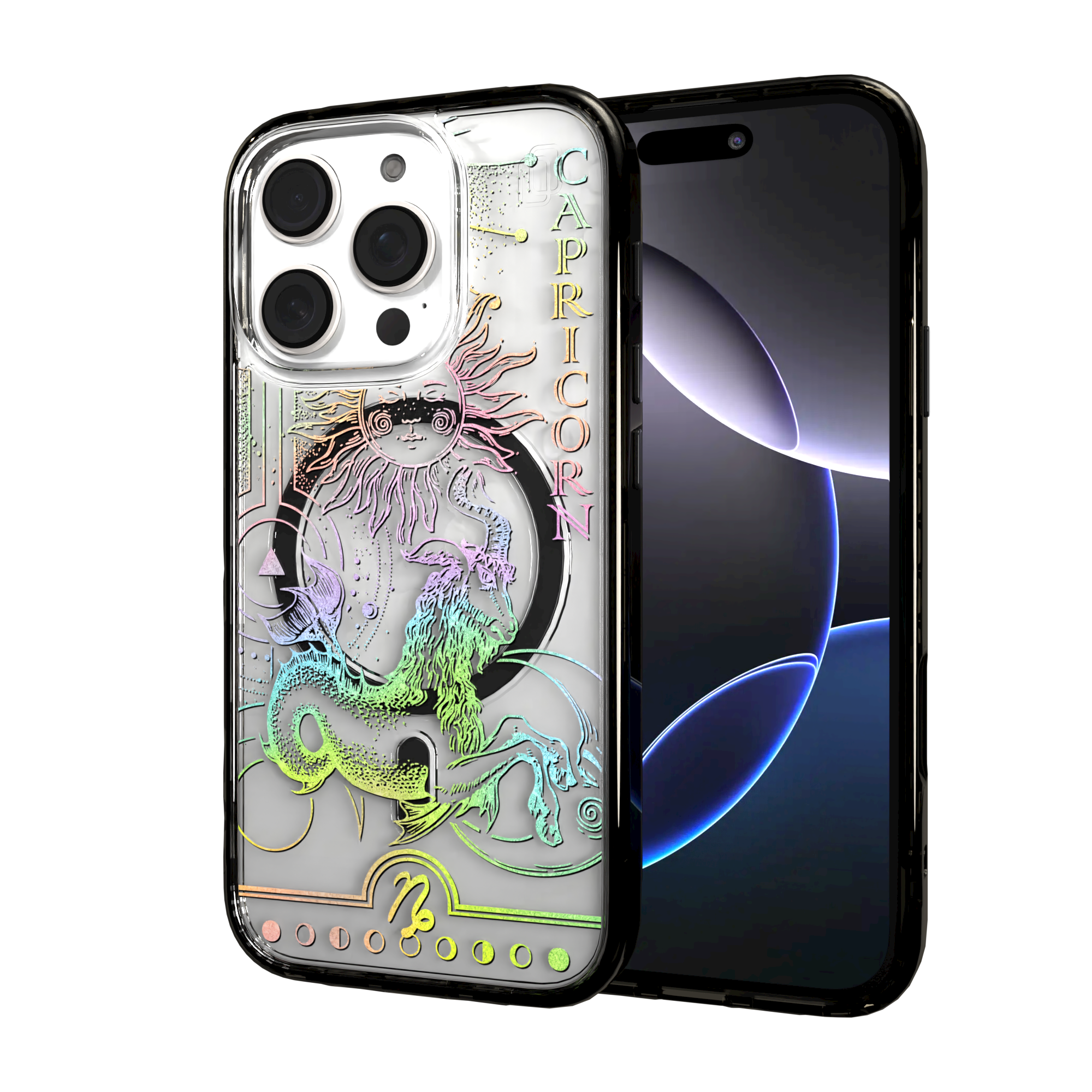 iPhone 16 Series | MagSafe | Zodiac Collection |Capricorn Capricorn Rainbow / iPhone 16 Pro / Black