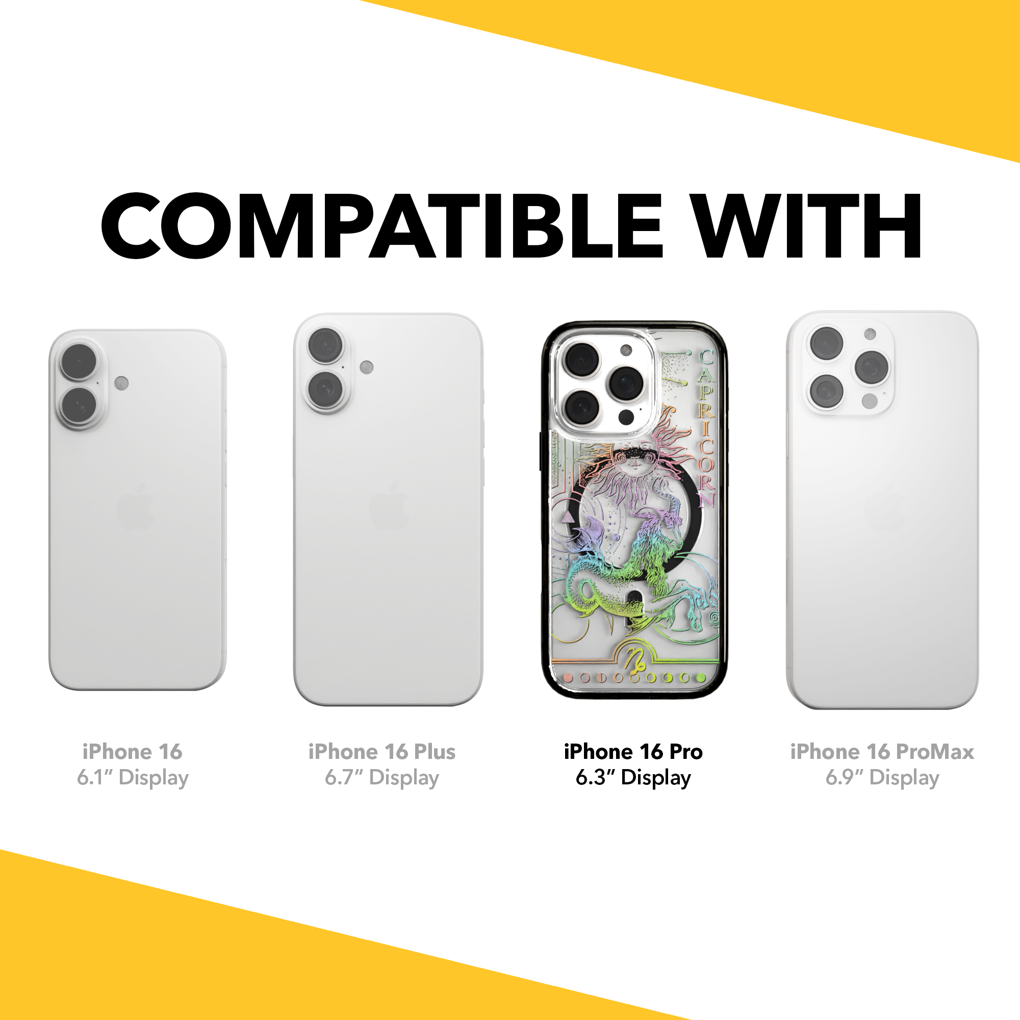 iPhone 16 Series | MagSafe | Zodiac Collection |Capricorn Capricorn Rainbow / iPhone 16 Pro / Black
