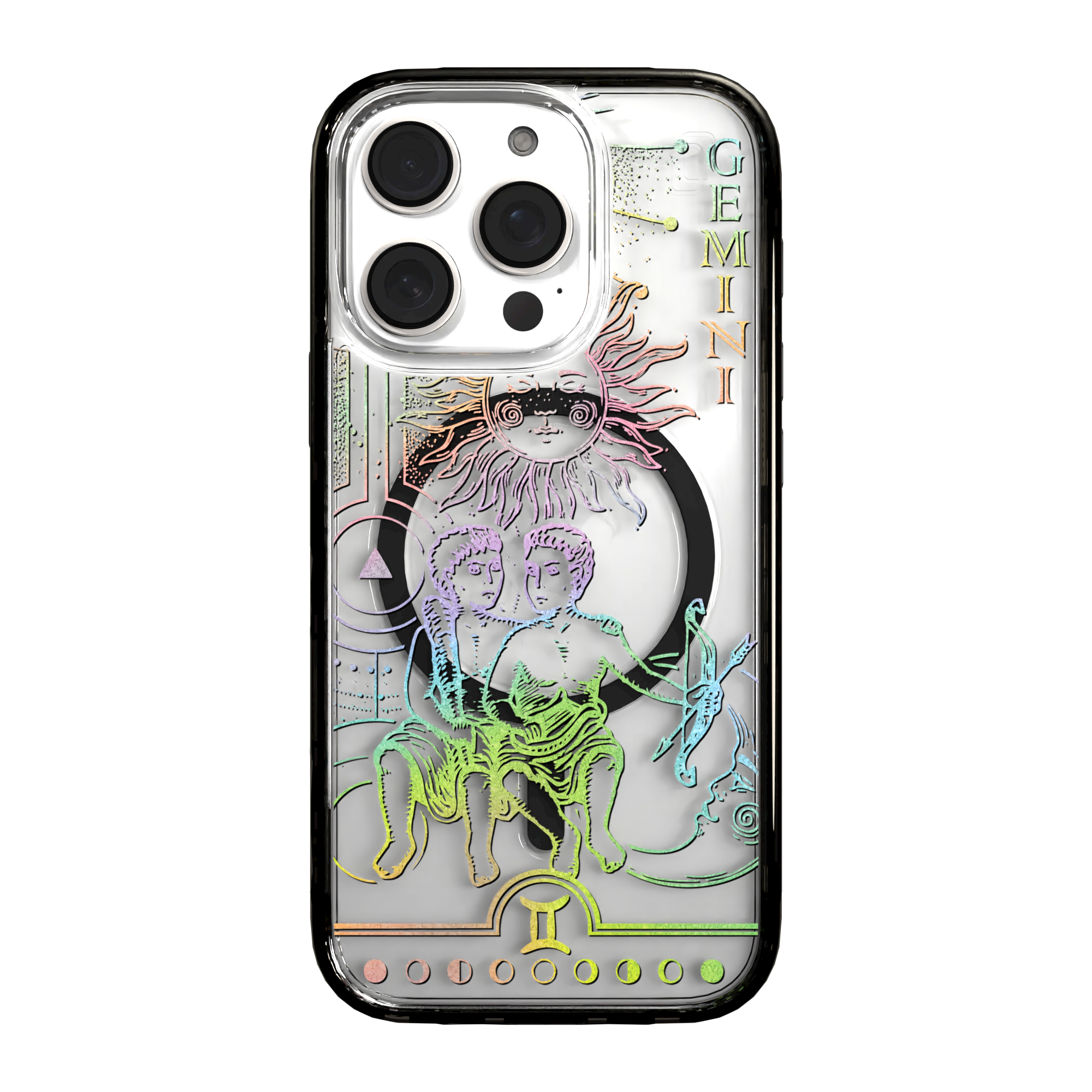 iPhone 16 Series | MagSafe | Zodiac Collection | Gemini Gemini Rainbow / iPhone 16 Pro / Black
