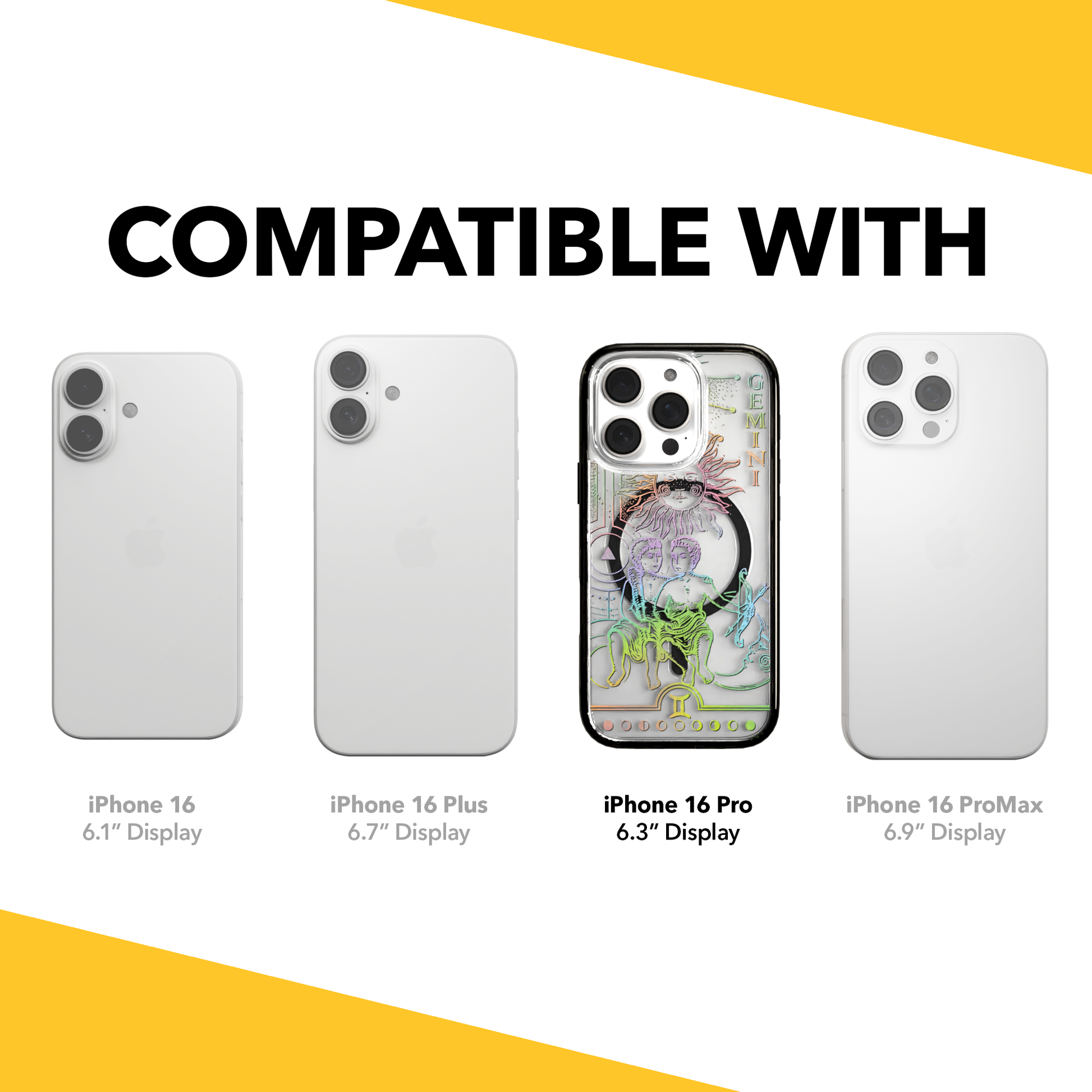 iPhone 16 Series | MagSafe | Zodiac Collection | Gemini Gemini Rainbow / iPhone 16 Pro / Black