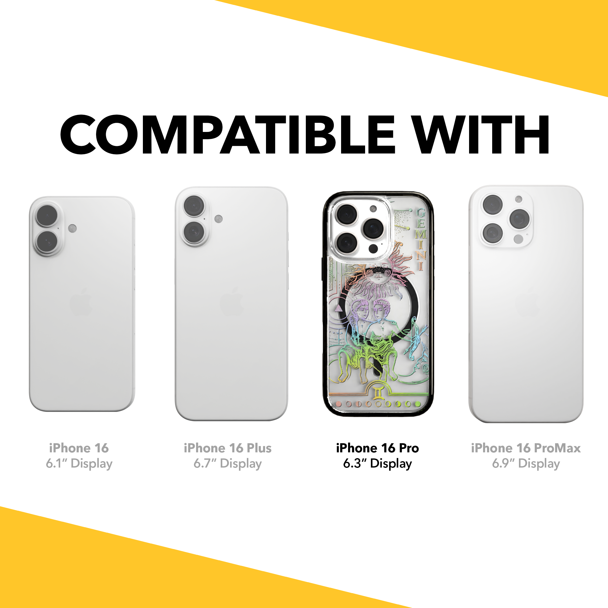 iPhone 16 Series | MagSafe | Zodiac Collection | Gemini Gemini Rainbow / iPhone 16 Pro / Black