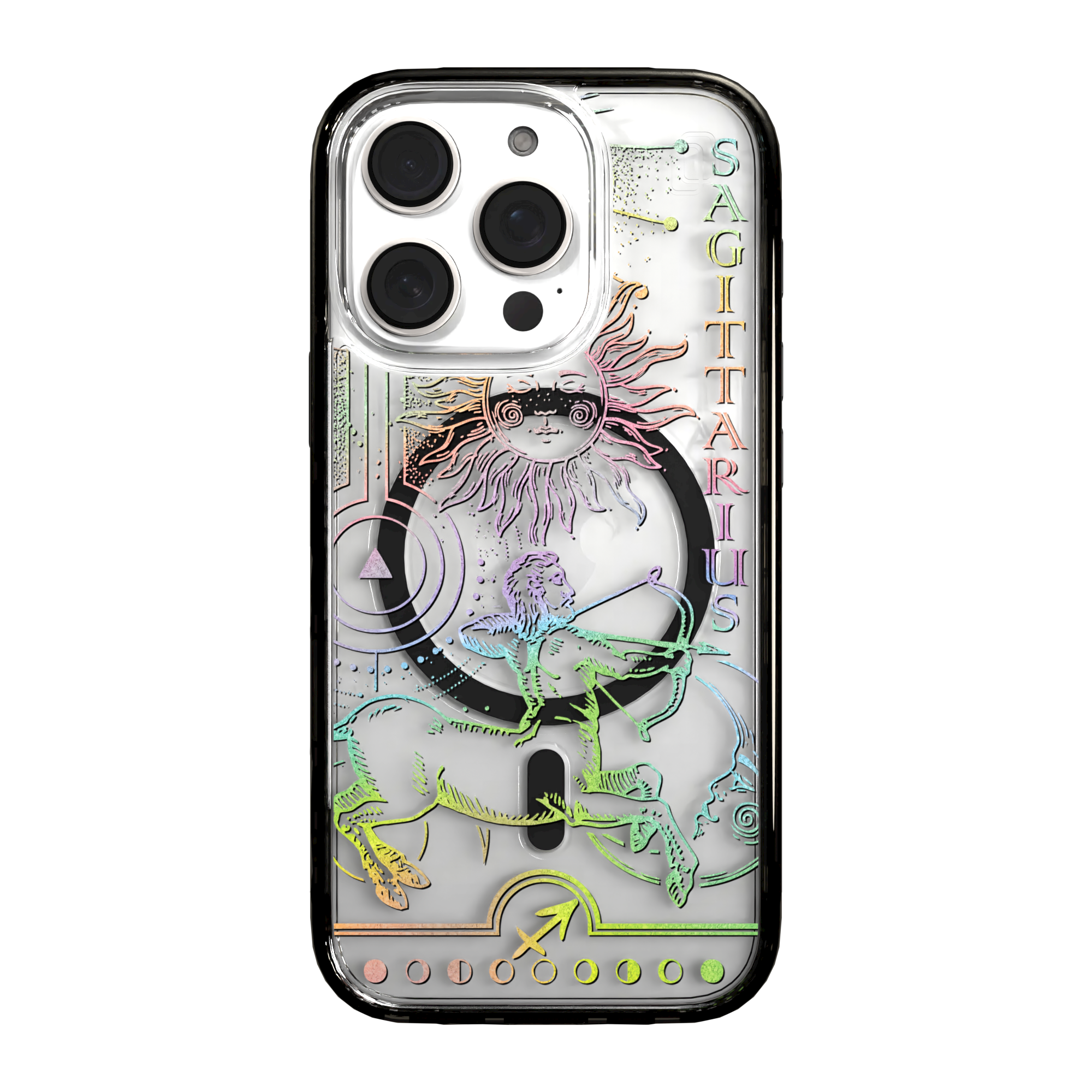 iPhone 16 Series | MagSafe | Zodiac Collection | Sagitarius Sagittarius Rainbow / iPhone 16 Pro / Black
