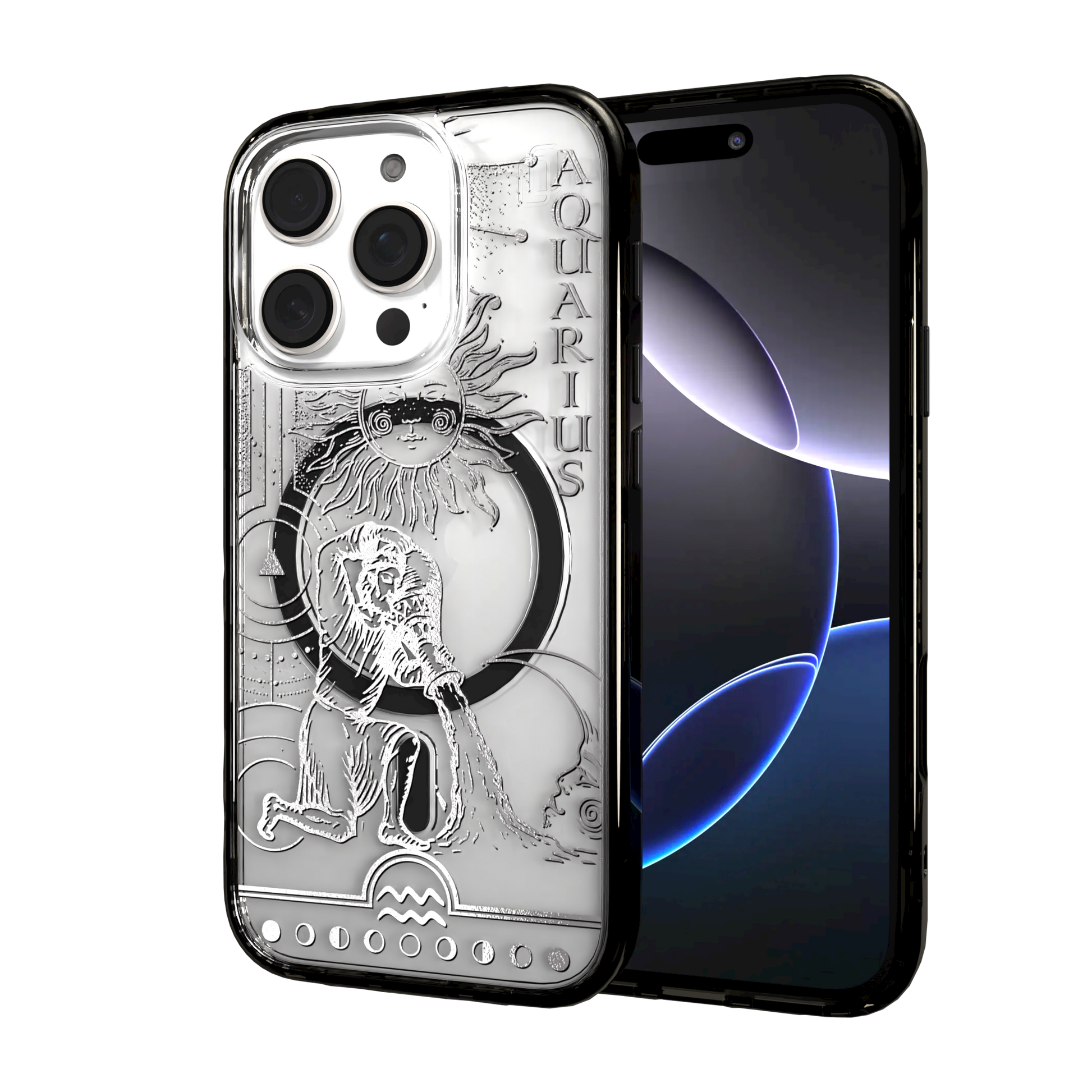 iPhone 16 Series | MagSafe | Zodiac Collection | Aquarius Aquarius Silver / iPhone 16 Pro / Black