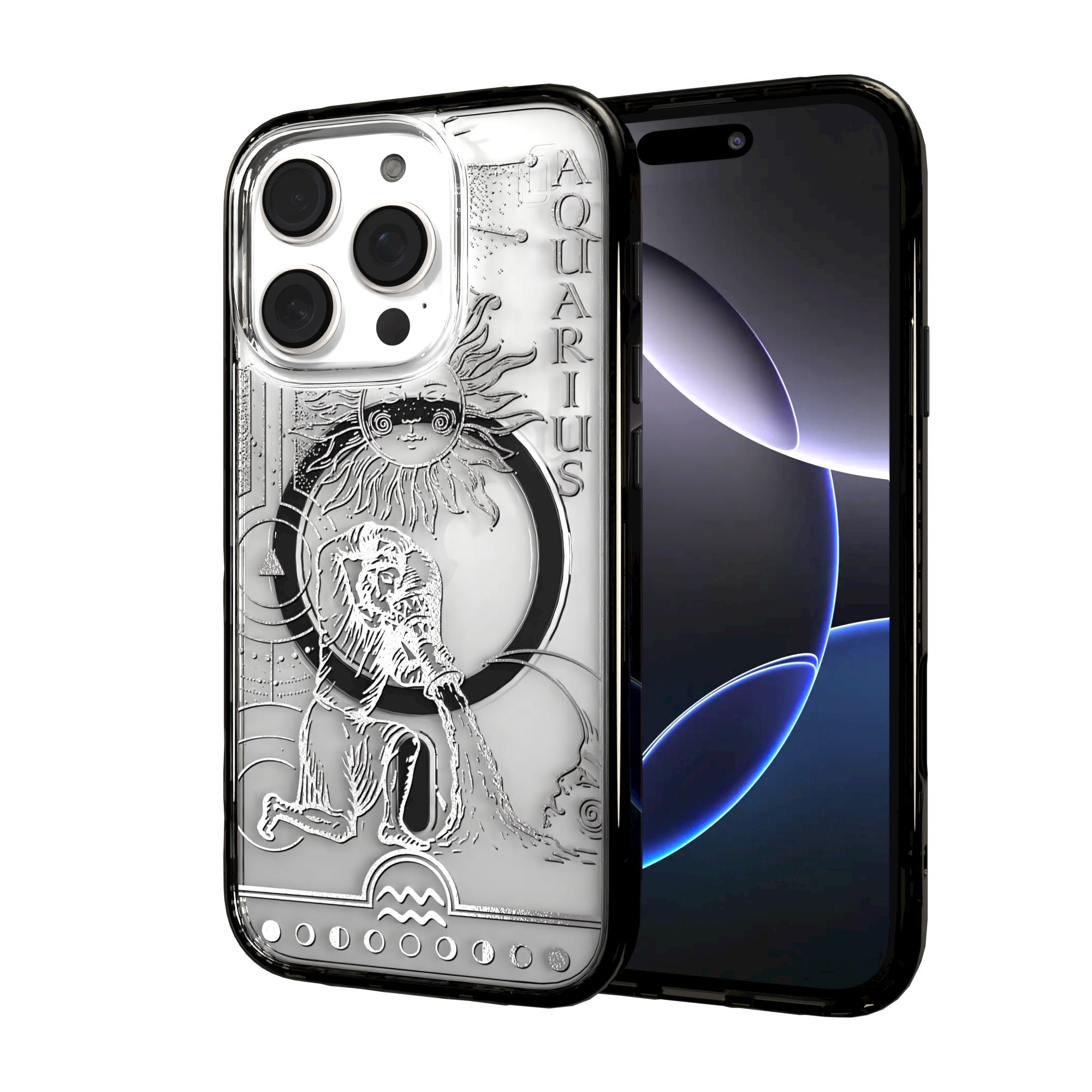 iPhone 16 Series | MagSafe | Zodiac Collection | Aquarius Aquarius Silver / iPhone 16 Pro / Black