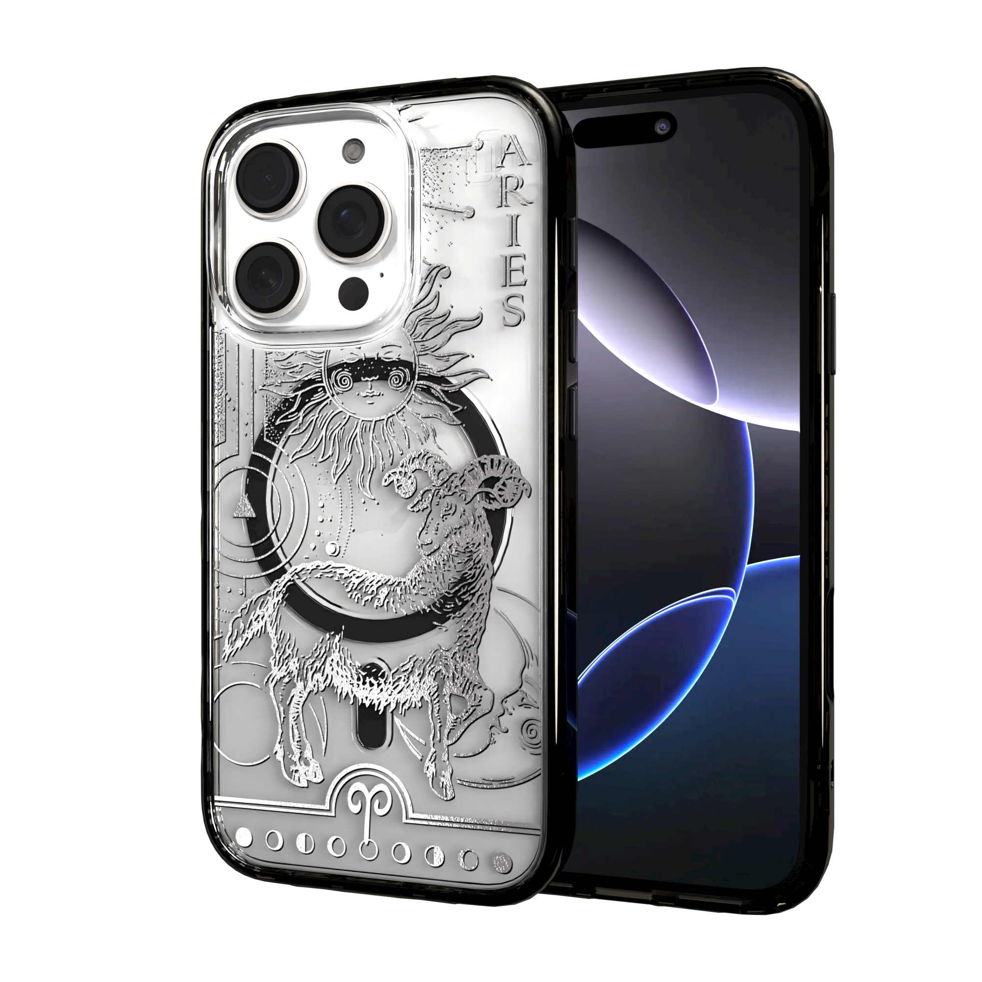 iPhone 16 Series | MagSafe | Zodiac Collection | Aries Aries Silver / iPhone 16 Pro / Black