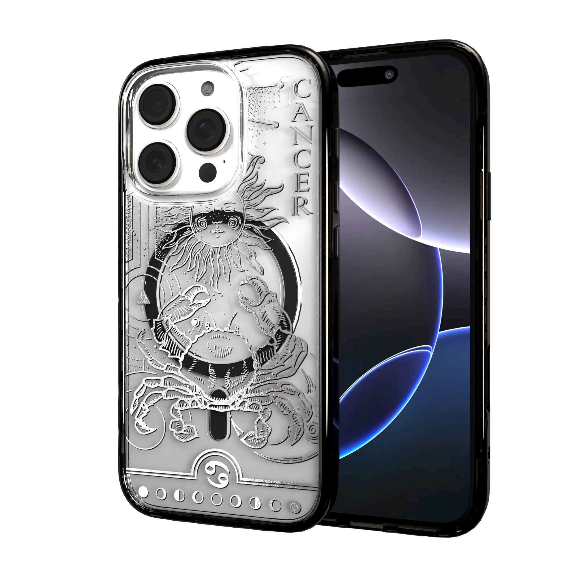 iPhone 16 Series | MagSafe | Zodiac Collection | Cancer Cancer Silver / iPhone 16 Pro / Black