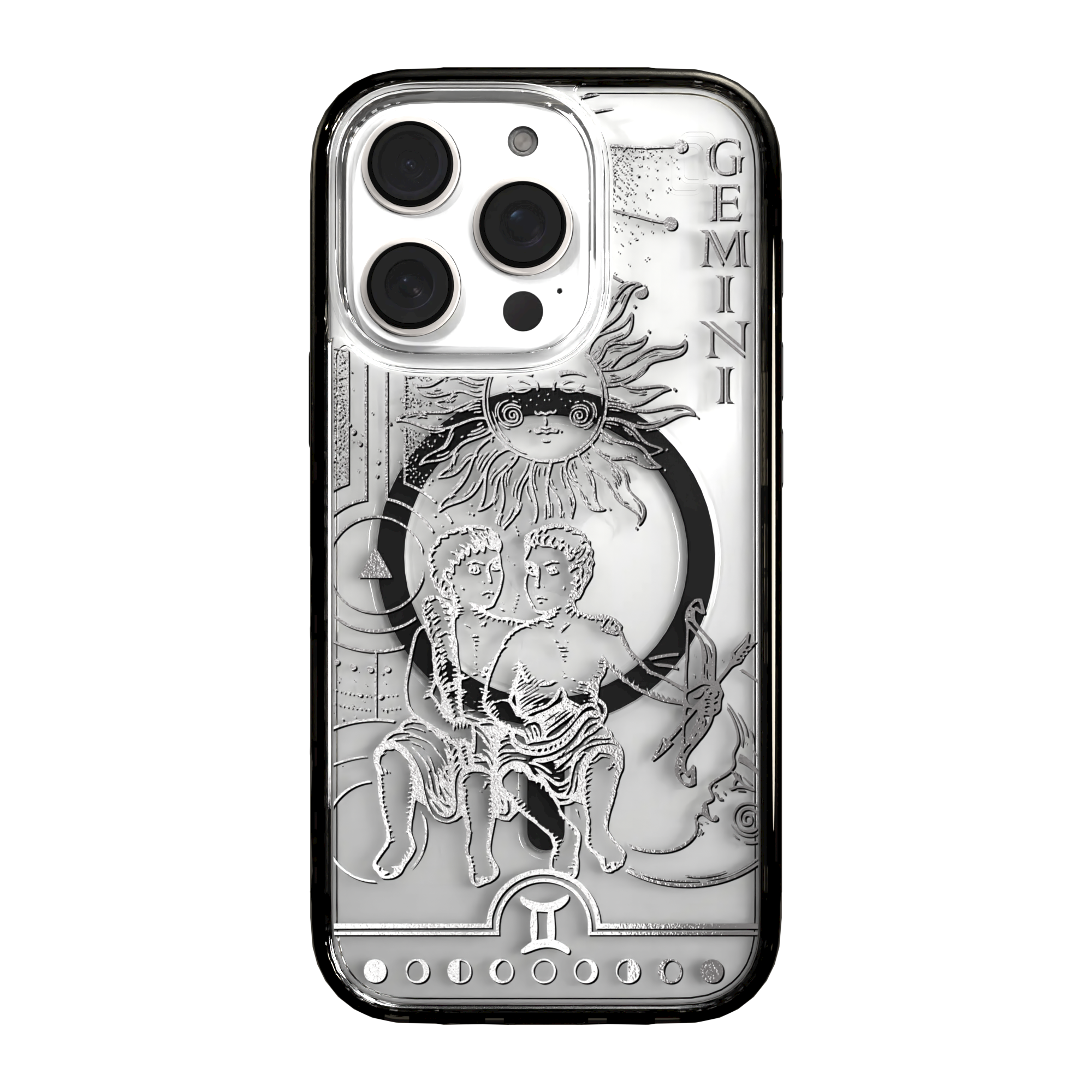 iPhone 16 Series | MagSafe | Zodiac Collection | Gemini Gemini Silver / iPhone 16 Pro / Black